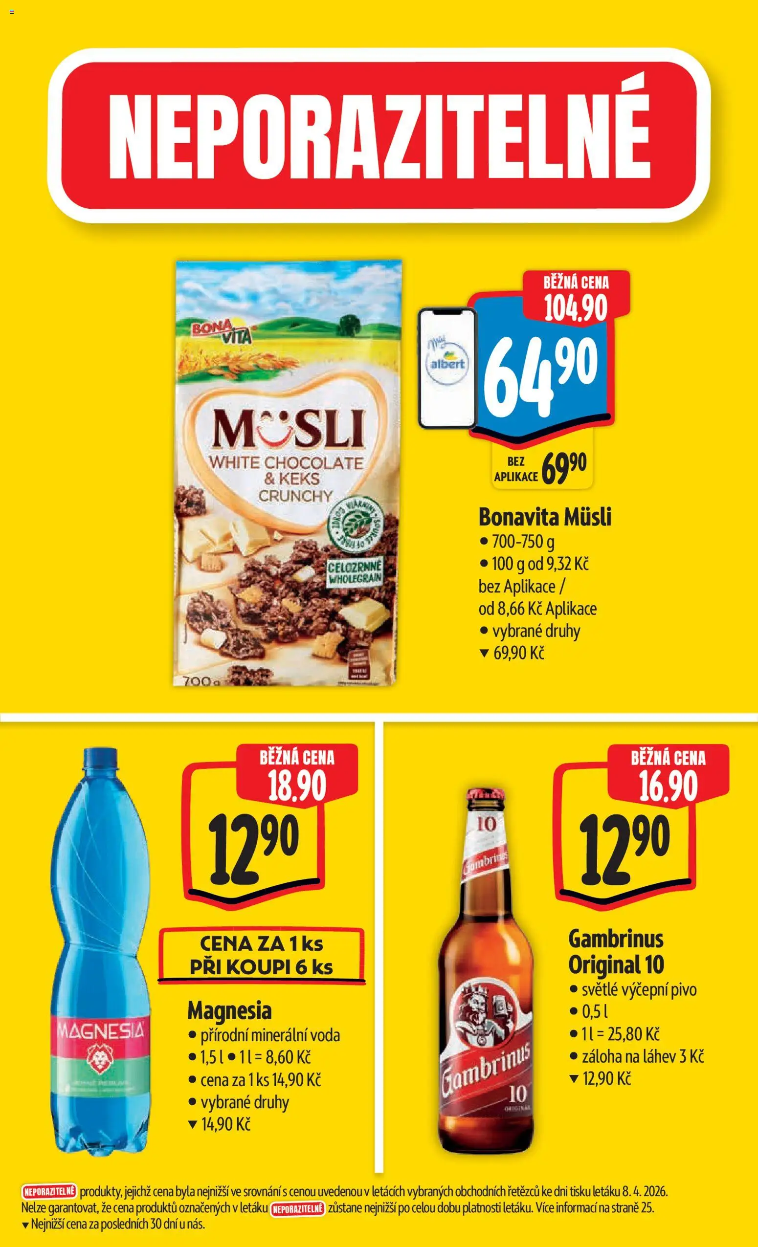 Albert leták - Hypermarket od 15.04.2026 | Strana: 5 | Produkty: Pivo, Magnesia, Müsli, Minerální voda