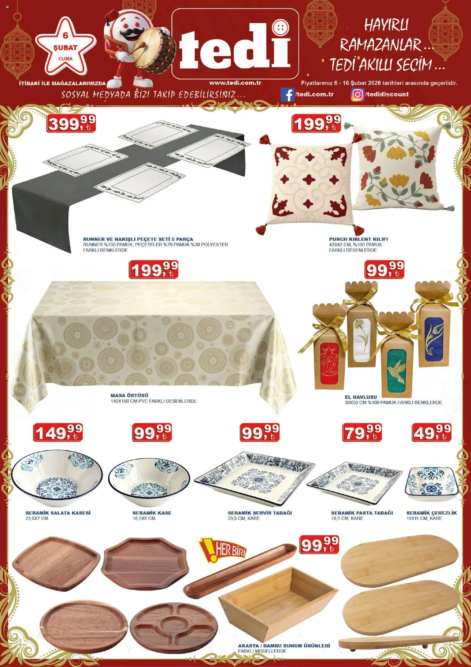 Tedi  - Katalog - 06.02.2026 tarihinden itibaren geçerlidir | Sayfa: 1 | Ürünler: Masa, Kaşe, Masa örtüsü, El havlusu