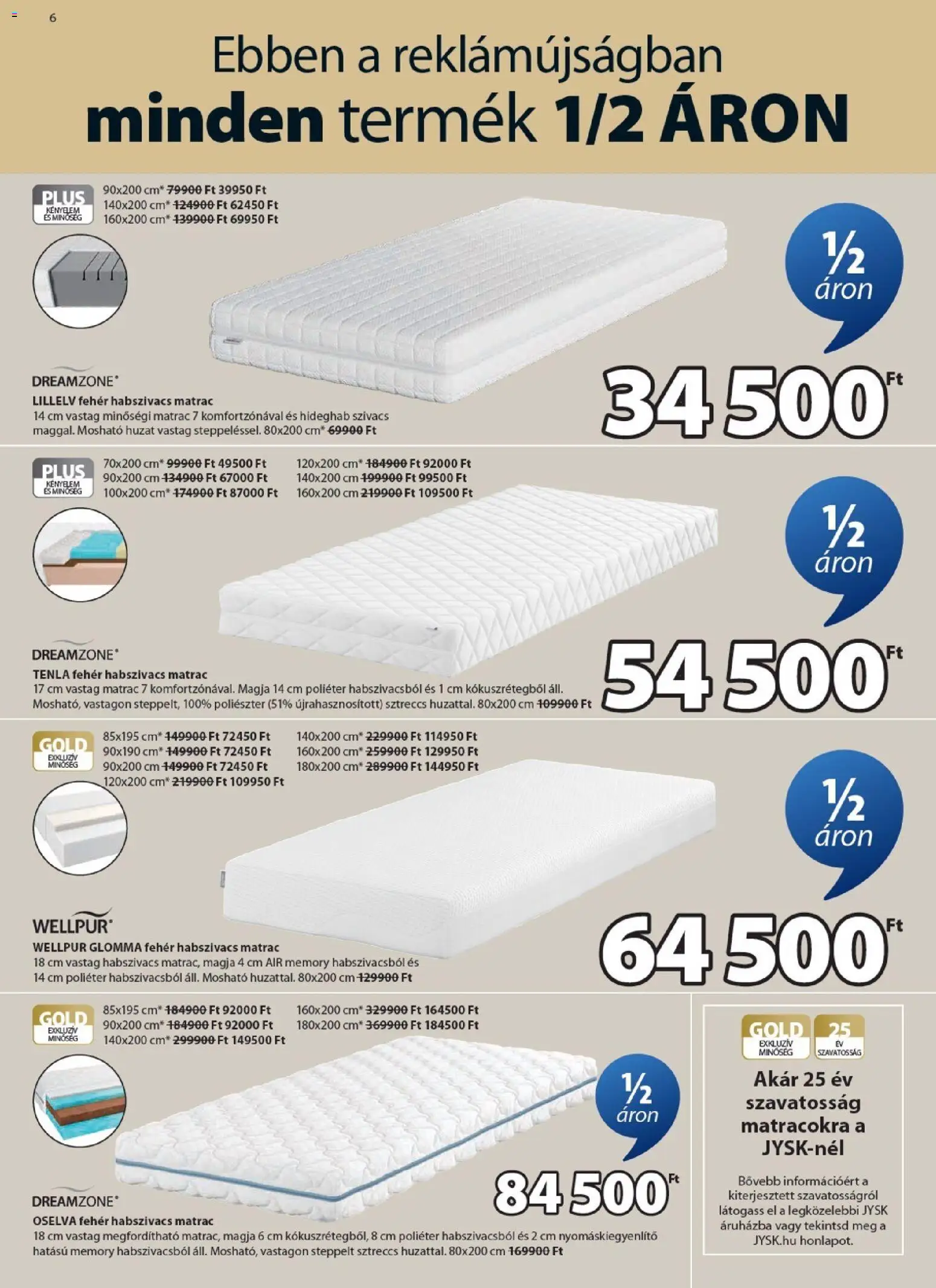 JYSK akciós ujság - amely érvényes a következő dátumtól: 25.02.2026 | Oldal: 6 | Termékek: Matrac