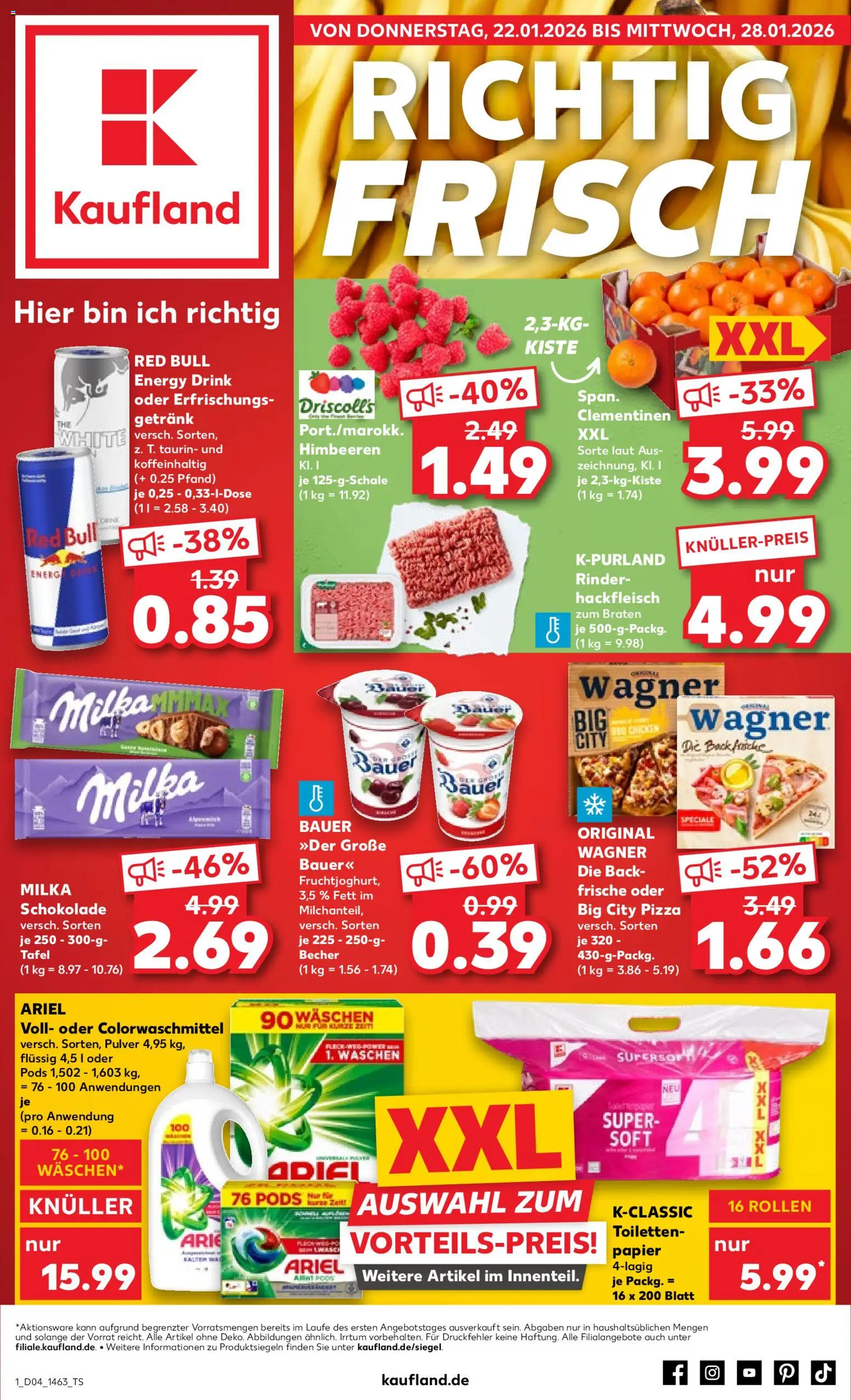 Kaufland prospekt Stuttgart	 – gültig ab 22.01.2026 | Seite: 1 | Produkte: Milka schokolade, Milka, Hackfleisch, Toilettenpapier