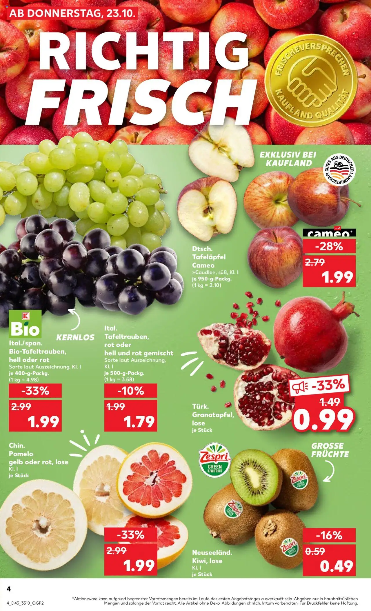 Kaufland prospekt Leipzig	 – gültig ab 23.10.2025 | Seite: 4 | Produkte: Granatapfel, Kiwi