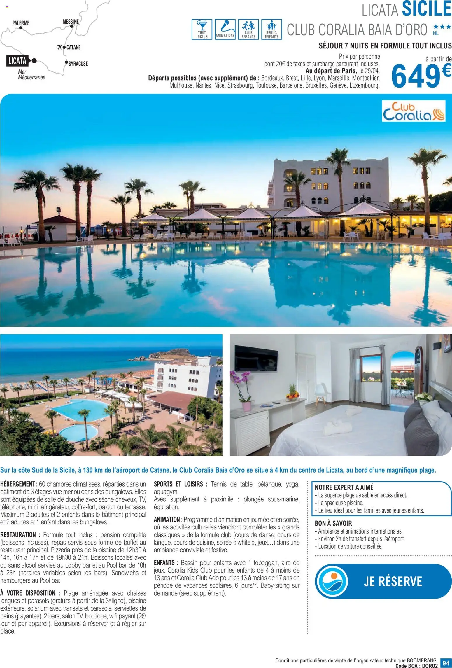 {H1} | Page: 94 | Produits: Alcool, Buffet, Douche, Jeux