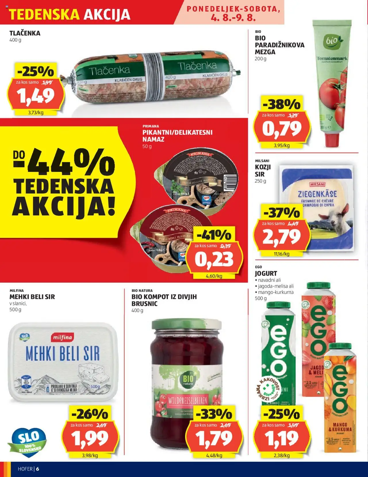 Hofer katalog │ velja od 31.07.2025 | Stran: 6 | Izdelki: Namaz, Limpiador íntimo, Sir, Jogurt