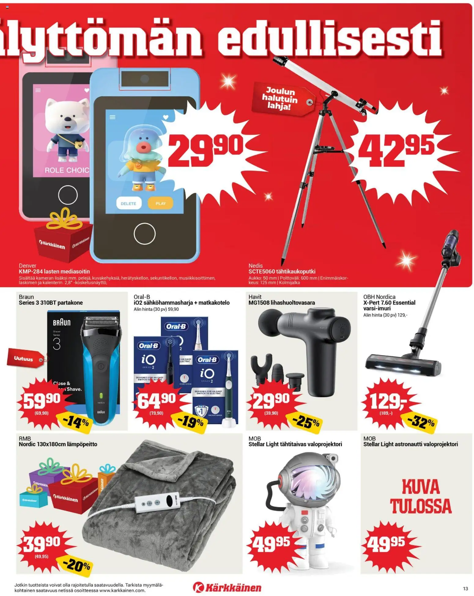Kärkkäinen tarjoukset – voimassa 05.11.2025 alkaen | Sivu: 13 | Tuotteet: Sähköhammasharja, Partakone