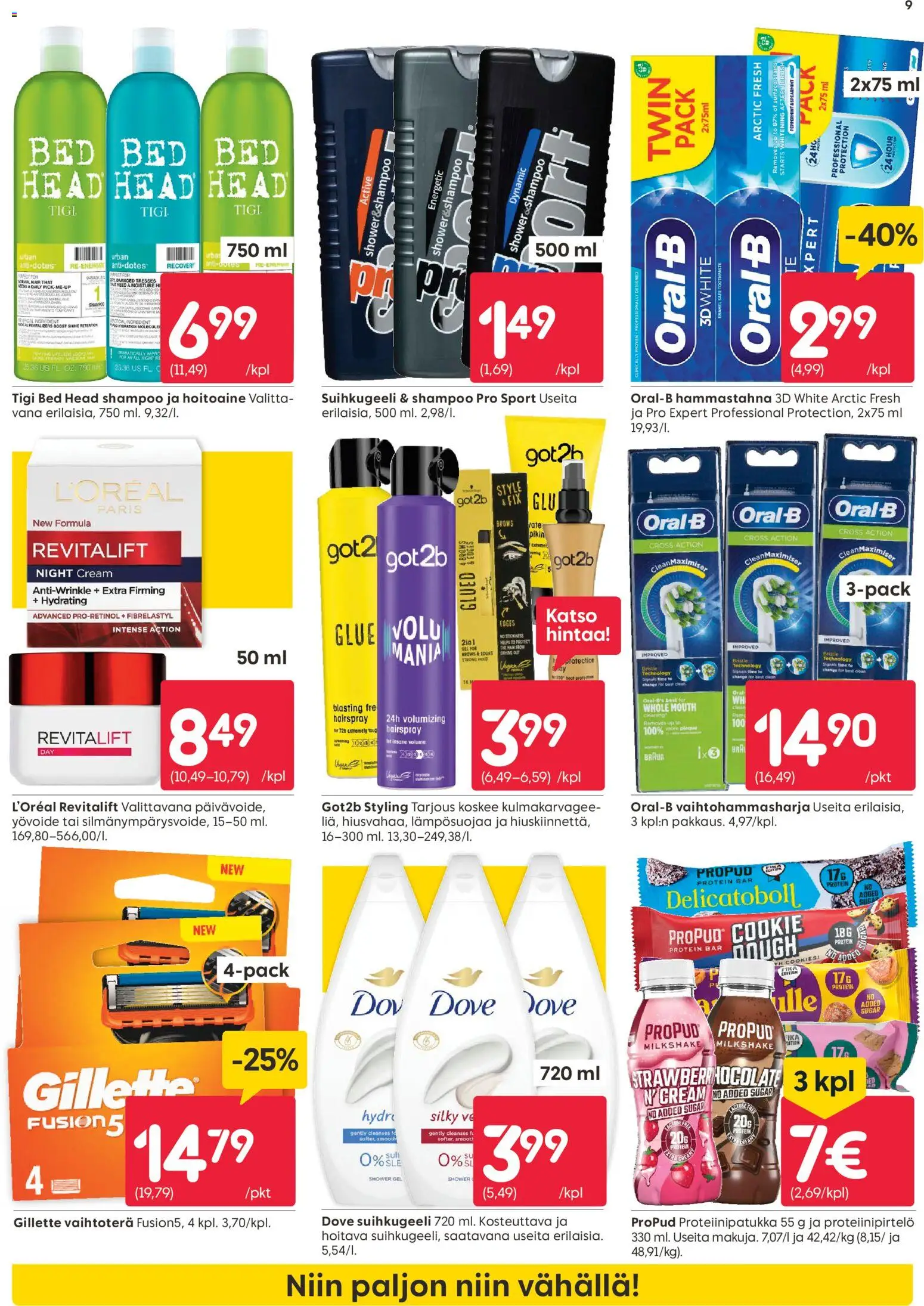 Rusta tarjoukset – voimassa 16.02.2026 alkaen | Sivu: 9 | Tuotteet: Shampoo, Hoitoaine, Suihkugeeli, Proteiinipatukka