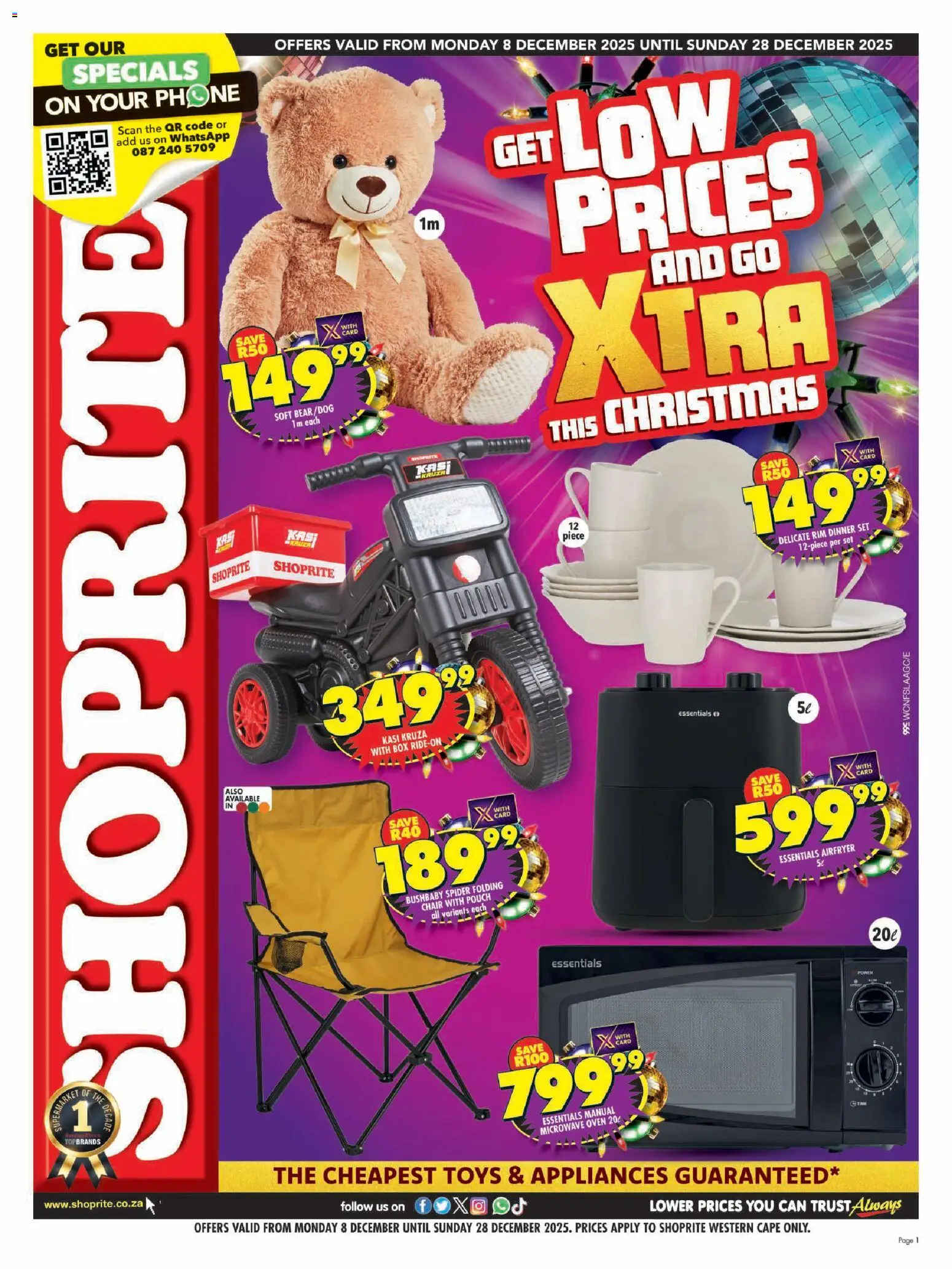 New Shoprite catalogue – valid from 08.12.2025 | Page: 1 | Products: Phone, Oven, Toys, Microwave