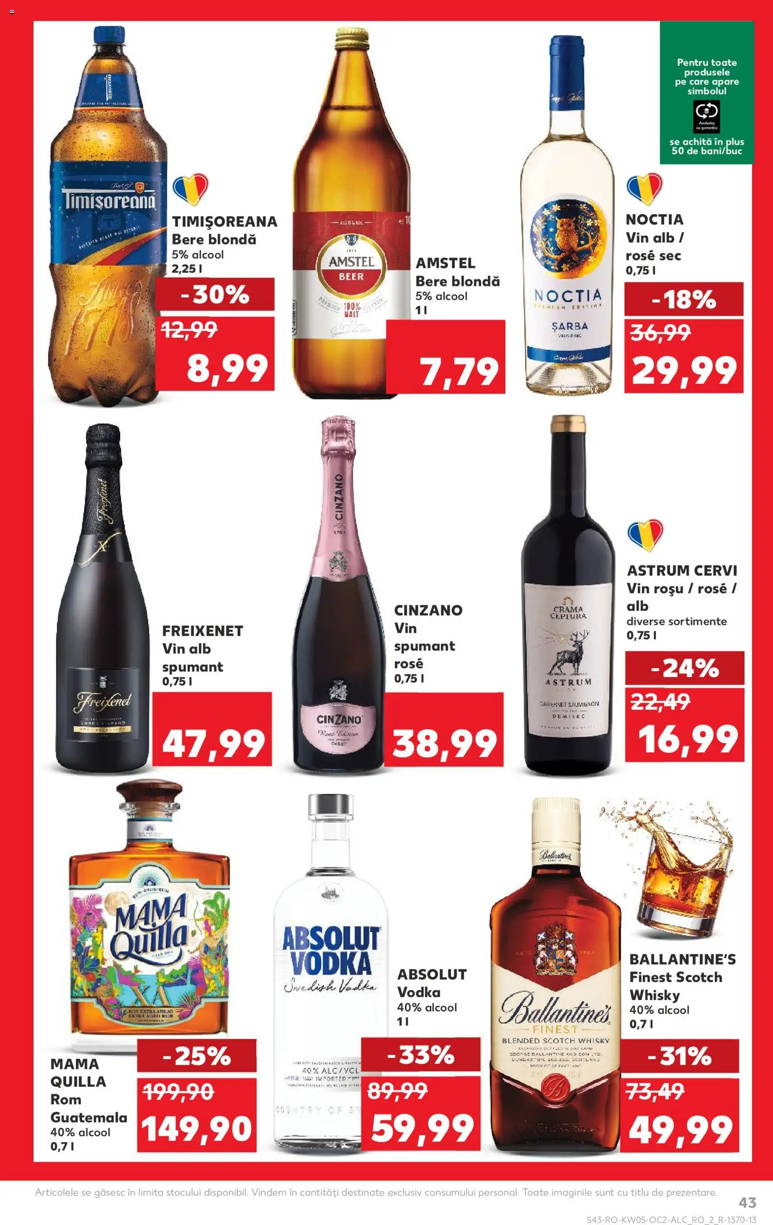 Noul catalog Kaufland – valabil de la 28.01.2026 | Pagină: 43 | Produse: Ekmek tahtası, Vin, Bere, Vodka
