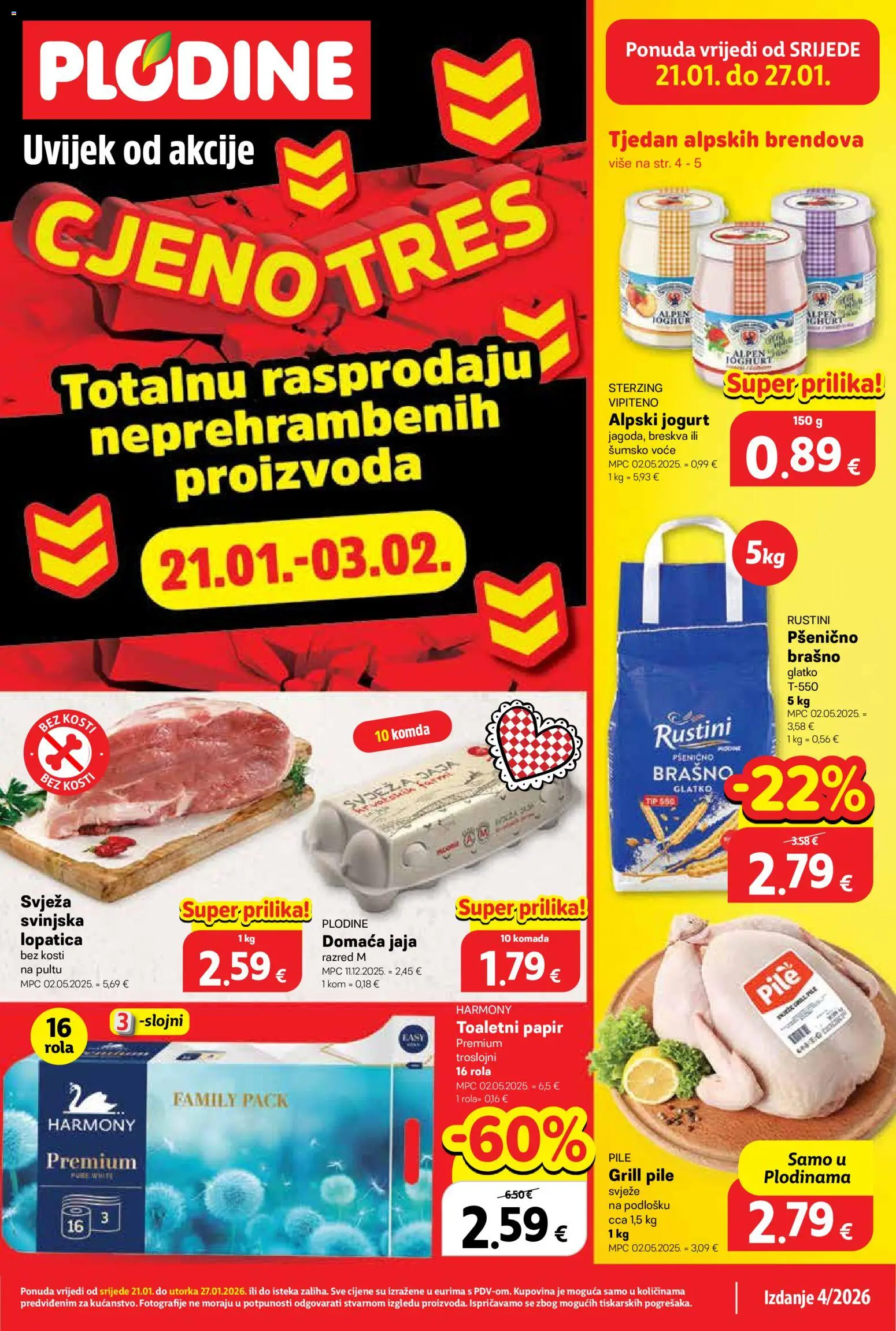 Plodine katalog | vrijedi od 21.01.2026 | Stranica: 1 | Proizvodi: Jogurt, Brašno, Breskva, Lopatica