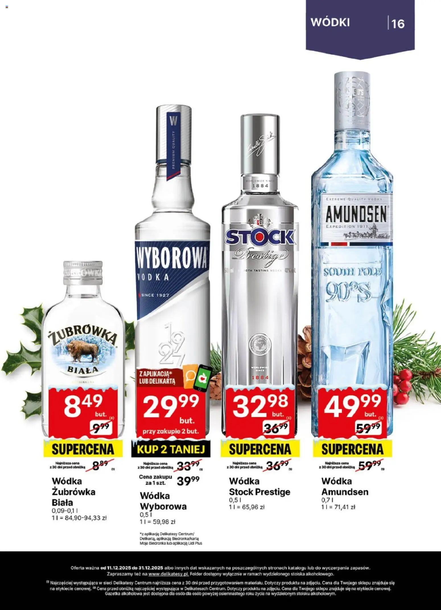 Delikatesy Centrum Gazetka - DeliBarek od 11.12.2025 | Strona: 16 | Produkty: Wódka Stock, Żubrówka, Vodka, Wódka