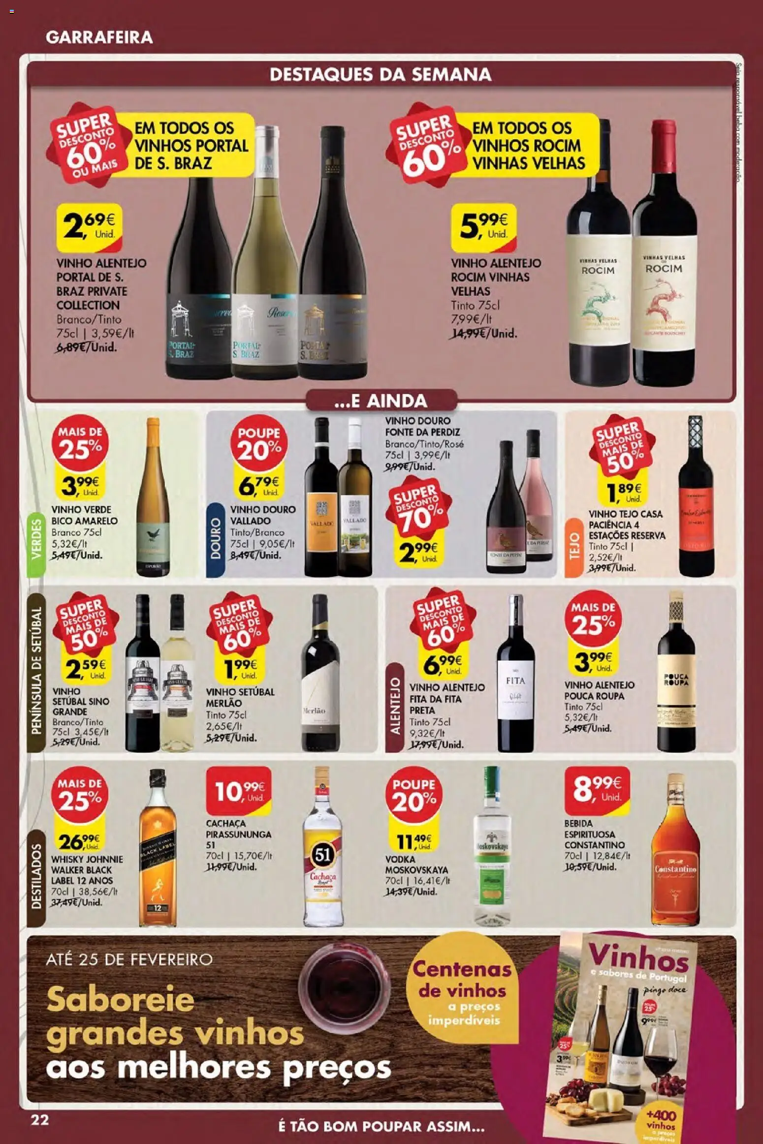 Pingo Doce Poupe Esta Semana Açores │ válido de 19.02.2026 | Página: 22 | Produtos: Whisky, Cachaça, Vinho, Vodka