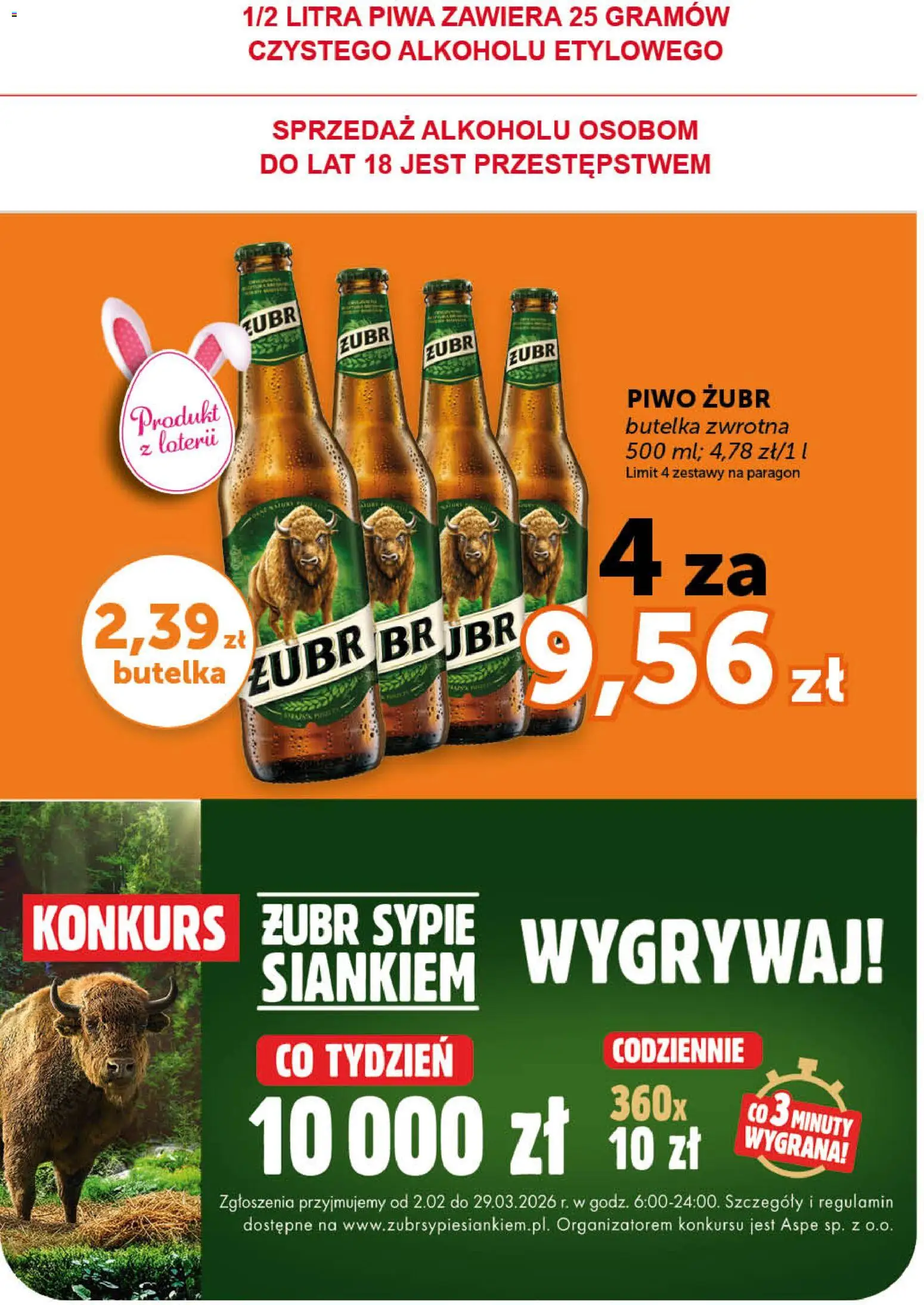 Groszek gazetka - Minimarket od 19.03.2026 | Strona: 2 | Produkty: Piwo żubr, Piwo