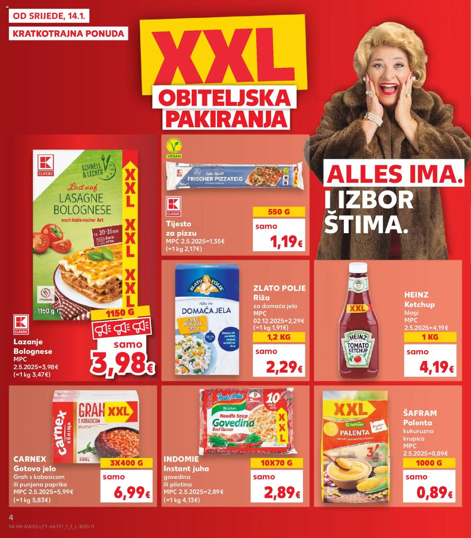 Kaufland HR akciós ujság - amely érvényes a következő dátumtól: 14.01.2026 | Oldal: 4 | Termékek: Lasagne, Ketchup, Vegán
