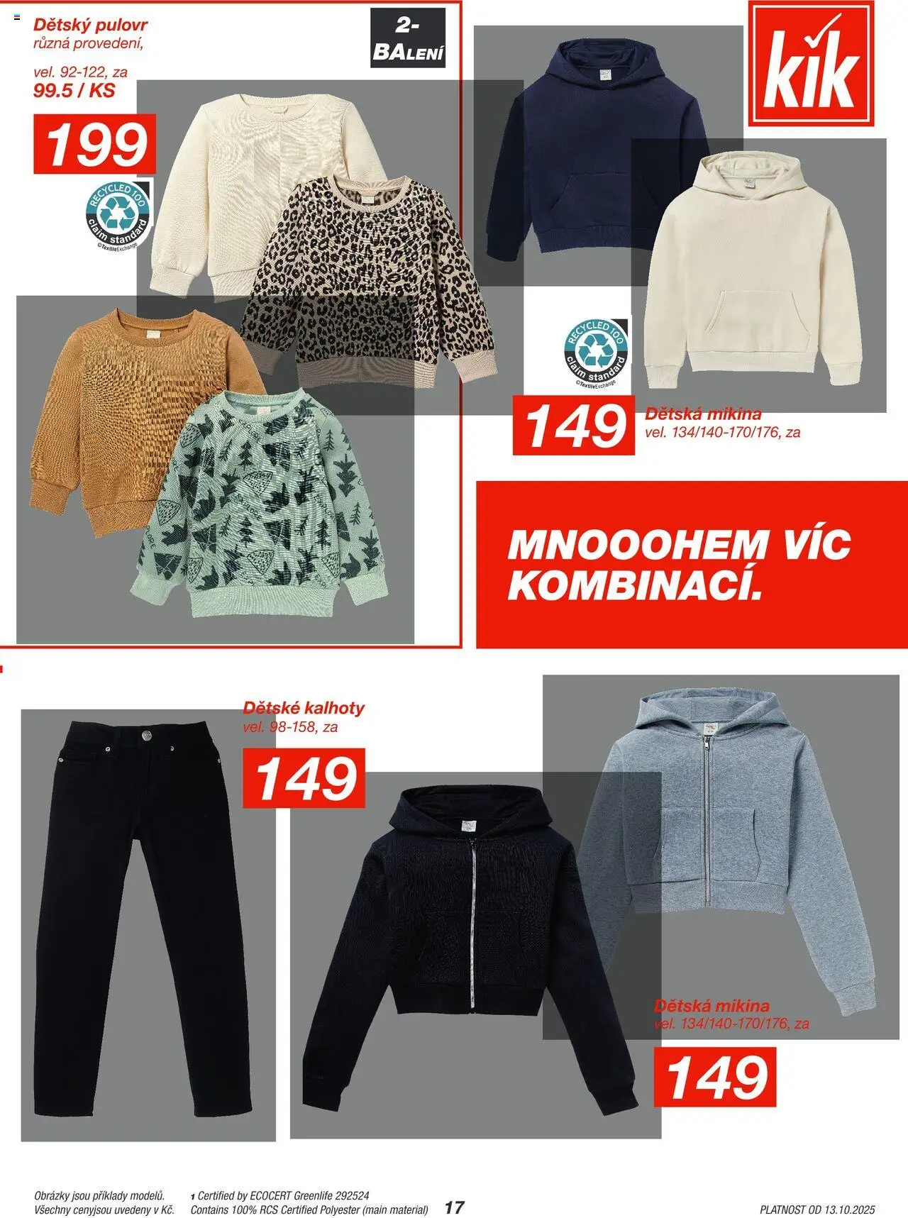 Kik leták od 13.10.2025 | Strana: 17 | Produkty: Mikina, Kalhoty