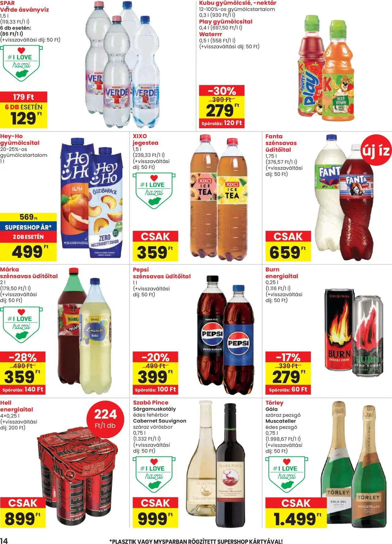 Spar akciós ujság - amely érvényes a következő dátumtól: 09.10.2025 | Oldal: 14 | Termékek: Energiaital, Fanta, Pezsgő, Vörösbor