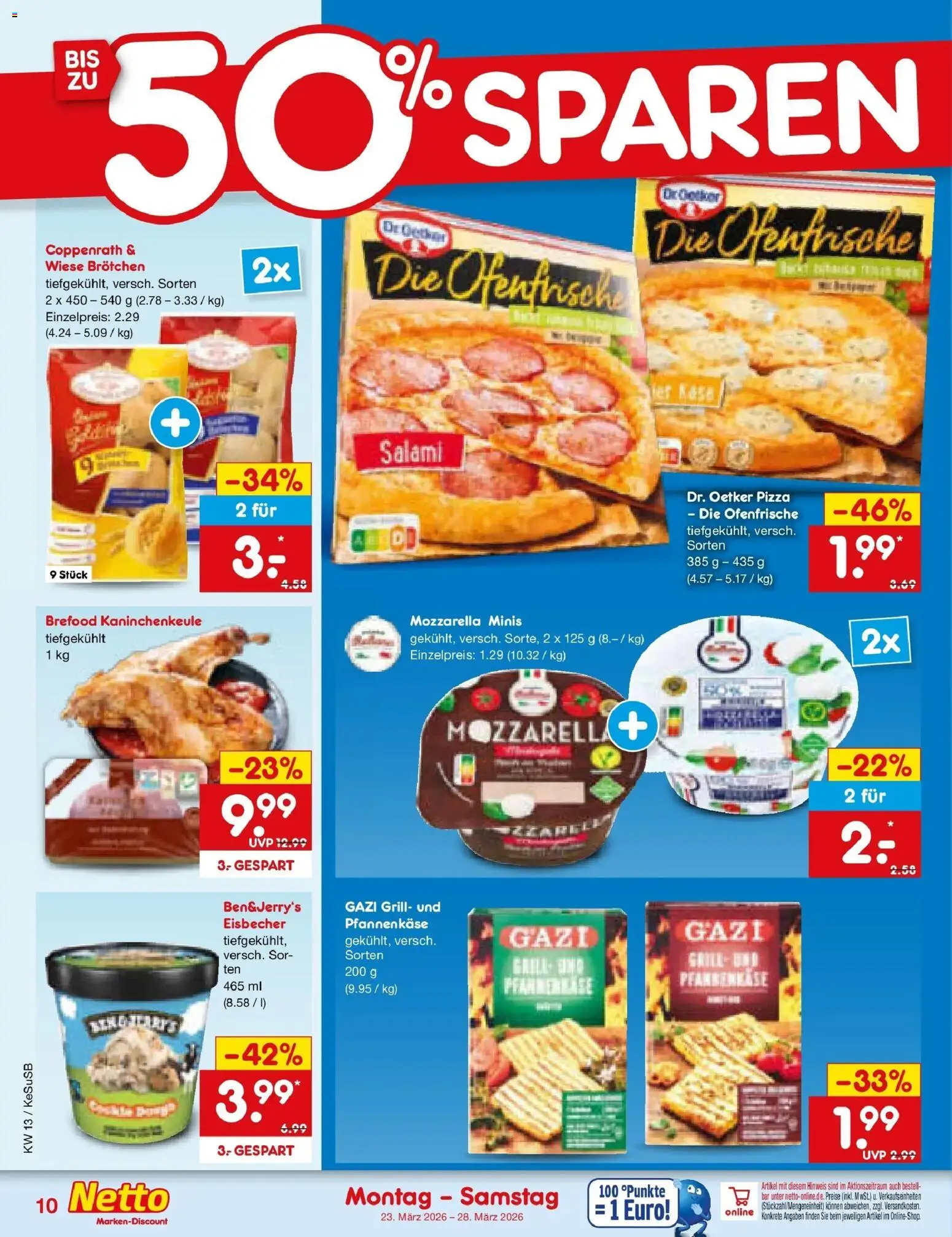 Netto Marken-Discount Prospekt Kruft	 – gültig ab 23.03.2026 | Seite: 10 | Produkte: Grill, Mozzarella, Salami, Pizza
