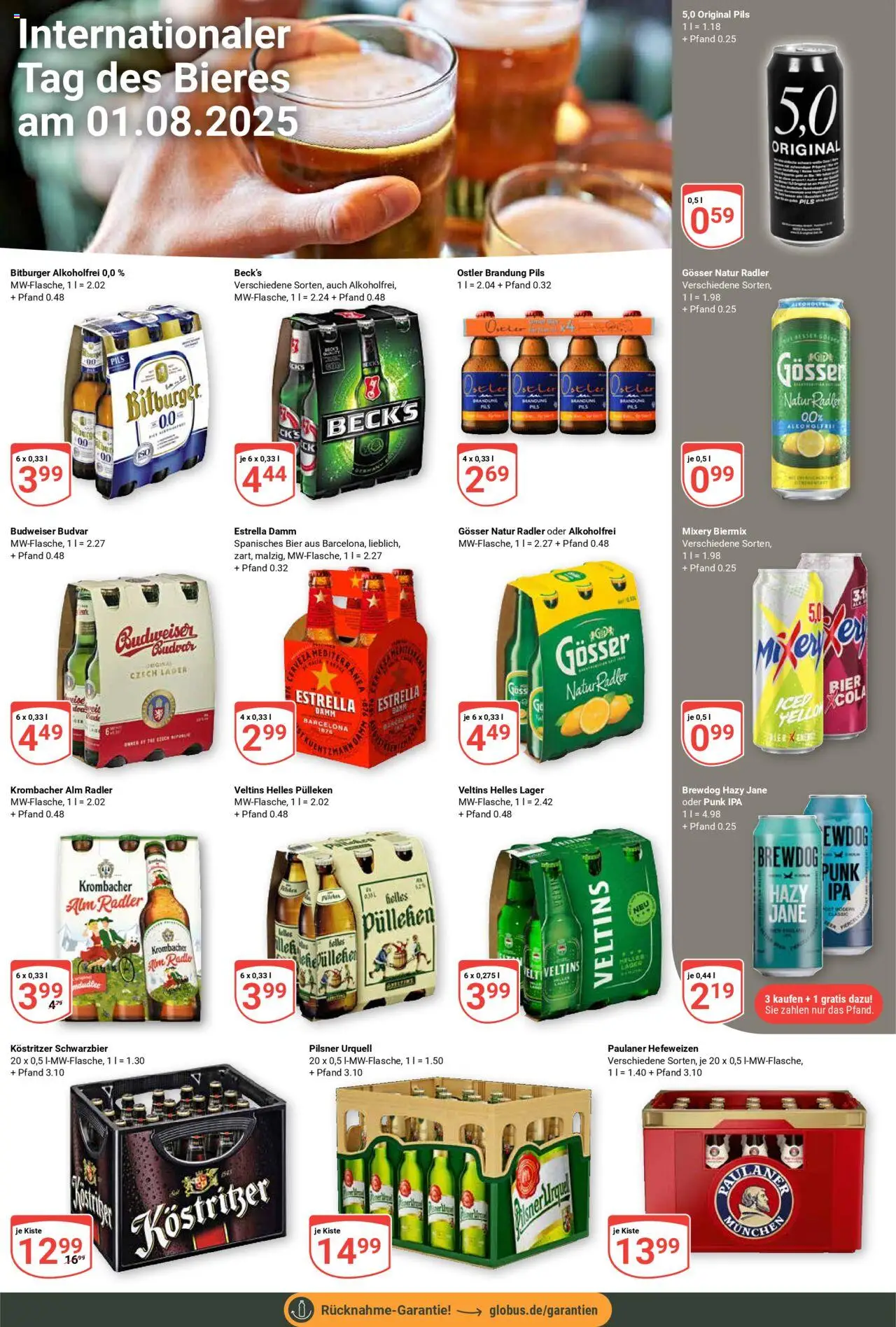 Globus Prospekt 	 - gültig ab dem 28.07.2025 | Seite: 13 | Produkte: Pilsner urquell, Budweiser, Paulaner, Veltins