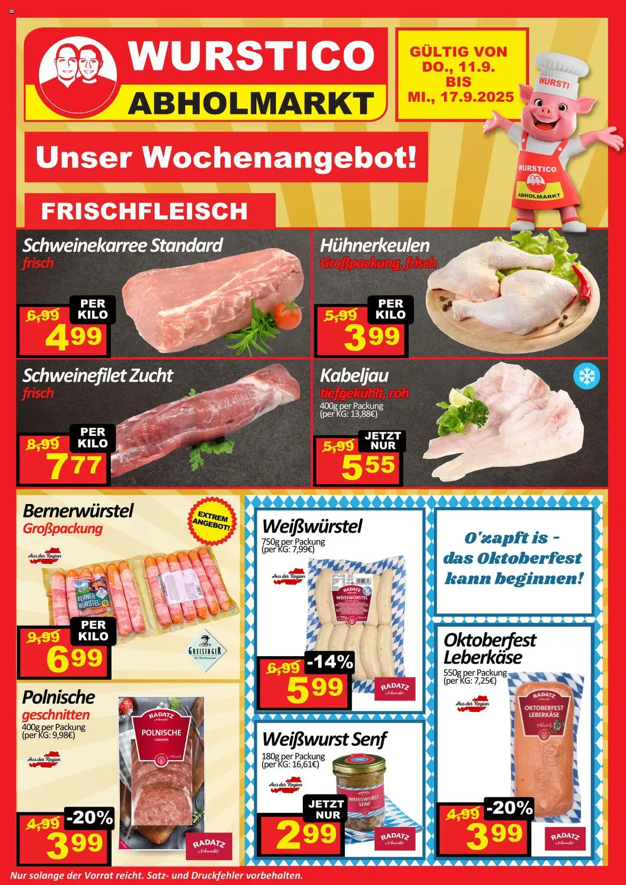Wurstico Abholmarkt Flugblatt gültig ab 11.09.2025 | Seite: 1