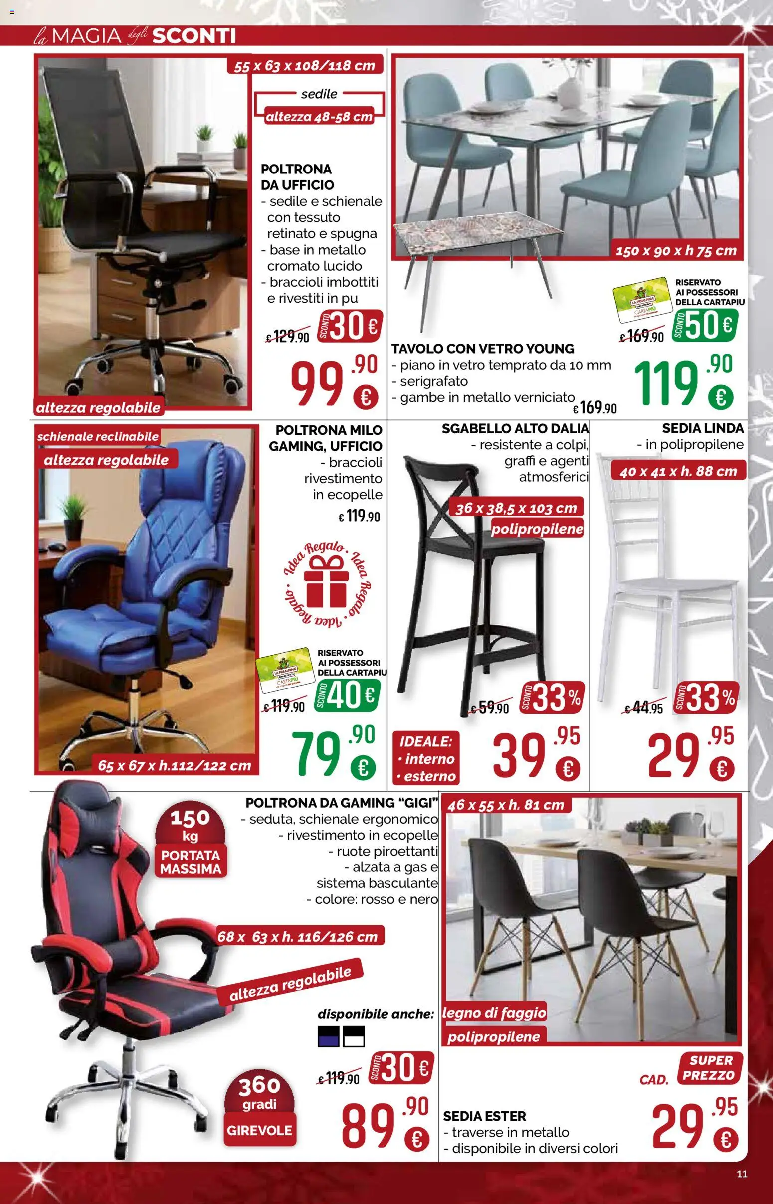 Volantino La Prealpina del 28.11.2025 | Pagina: 11 | Prodotti: Spugna, Sgabello, Tavolo, Sedia