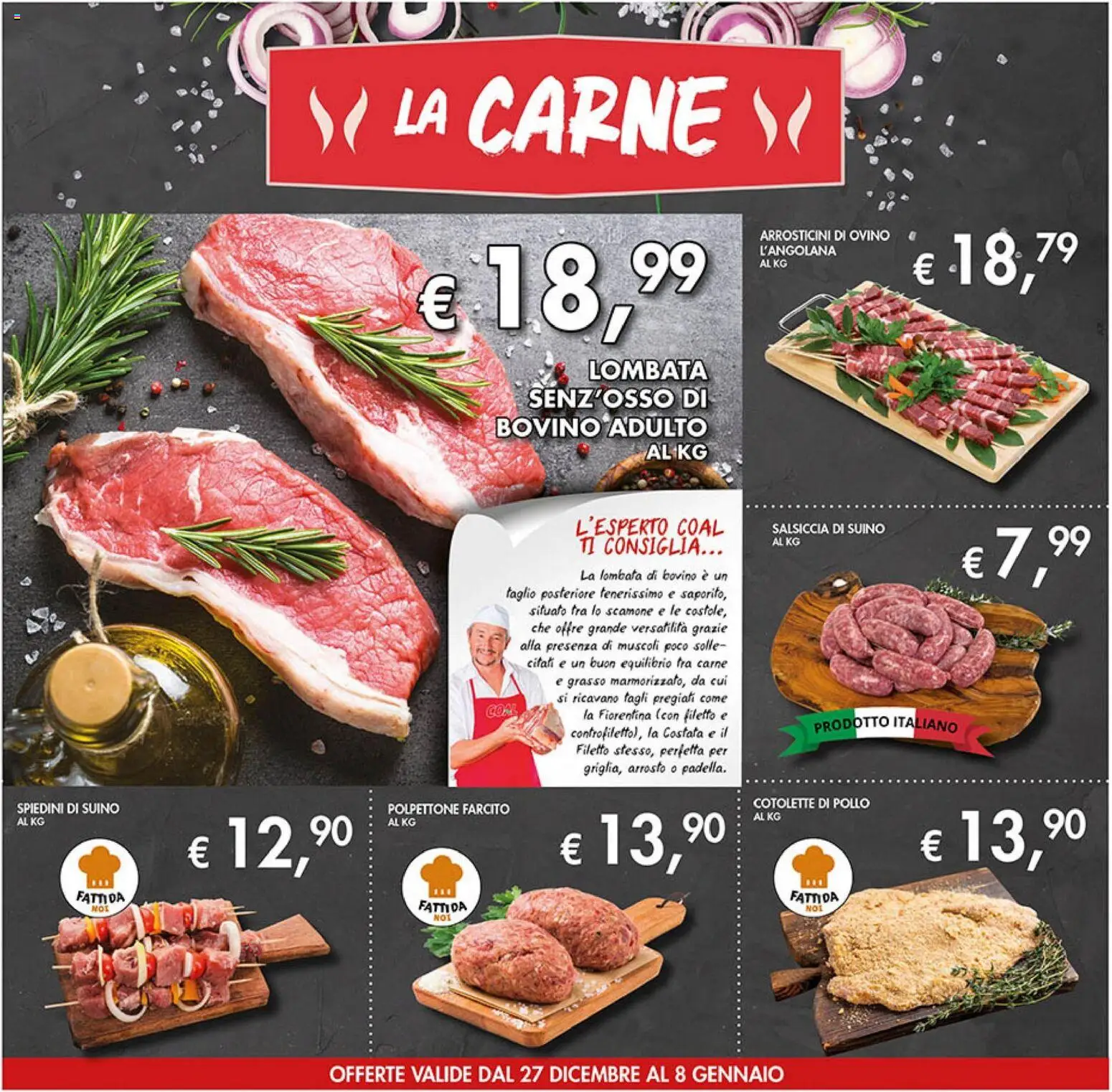 Volantino Coal del 27.12.2025 | Pagina: 4 | Prodotti: Bovino, Pollo, Suino, Arrosticini