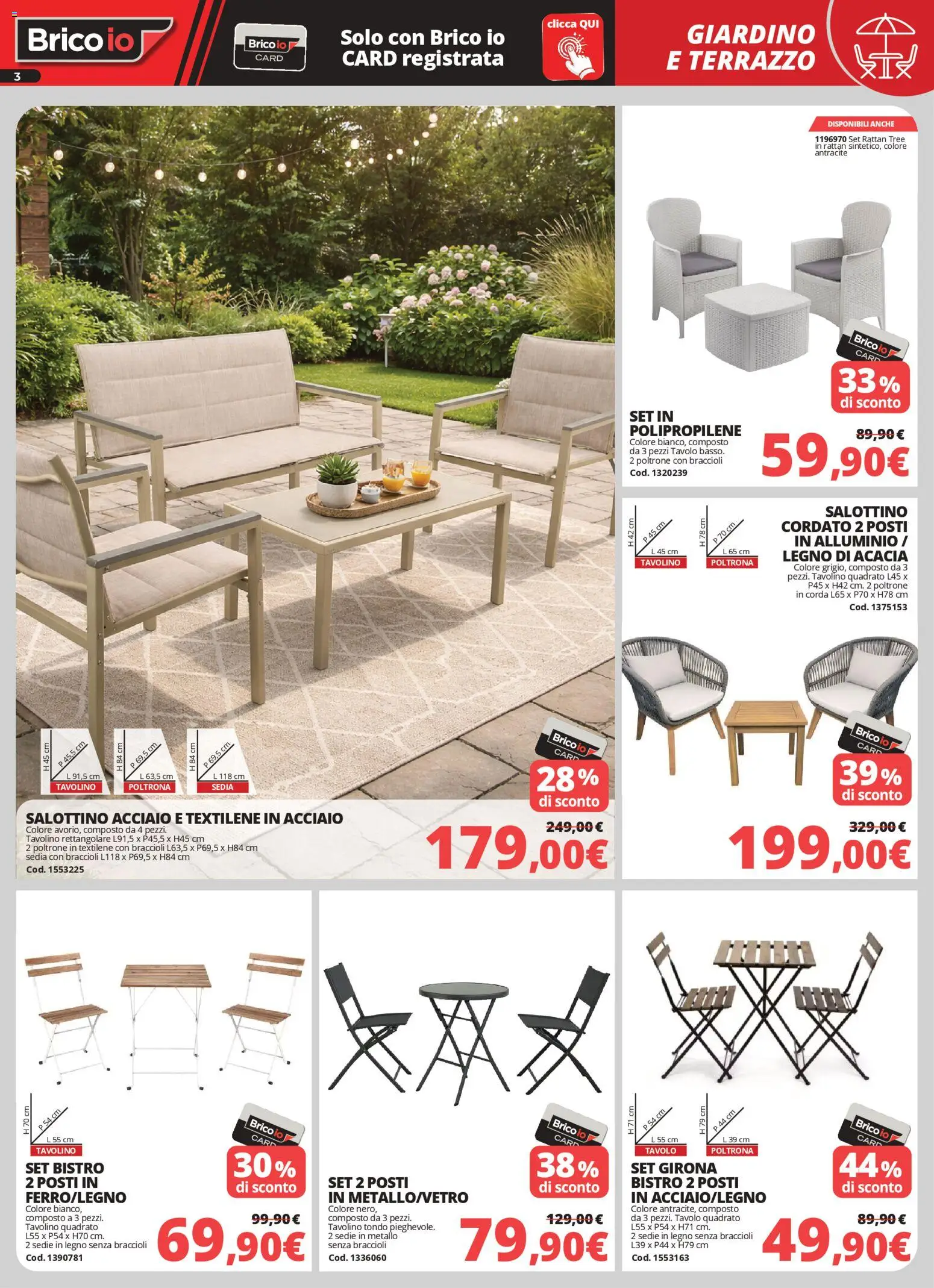 Volantino Brico io del 05.03.2026 | Pagina: 3 | Prodotti: Tavolino, Braccioli, Alluminio, Sedia