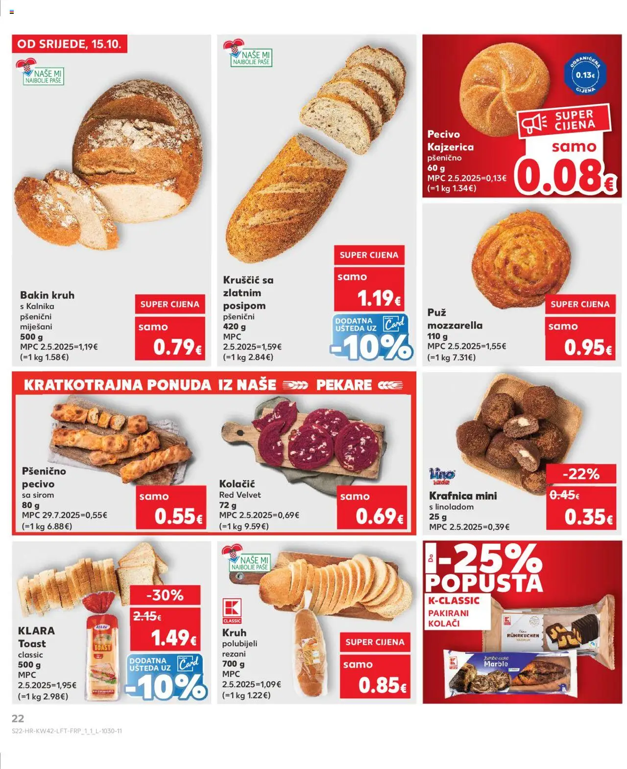 Kaufland katalog | vrijedi od 15.10.2025 | Stranica: 22 | Proizvodi: Mozzarella, Kruh, Toast, Pecivo