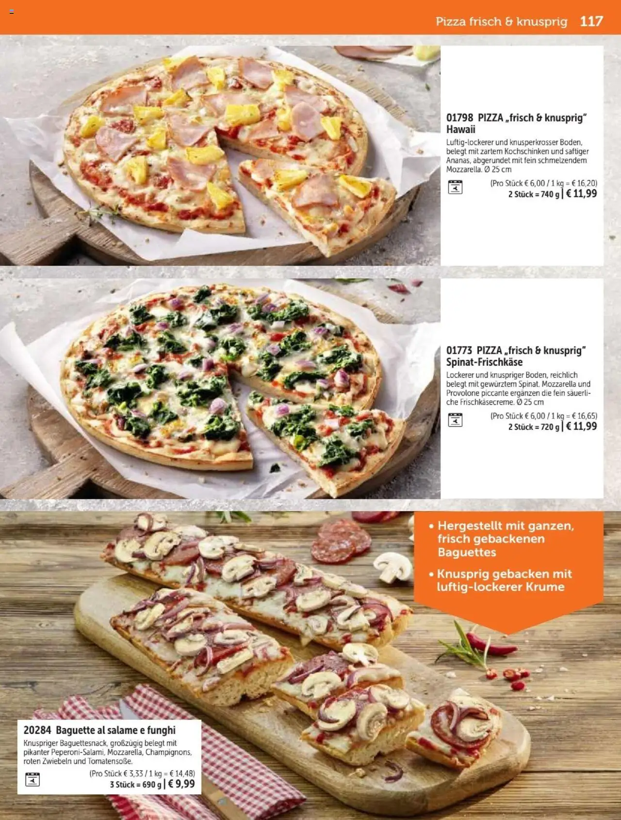 Bofrost Katalog – gültig ab 07.09.2025 | Seite: 117 | Produkte: Mozzarella, Baguette, Zwiebeln, Pizza