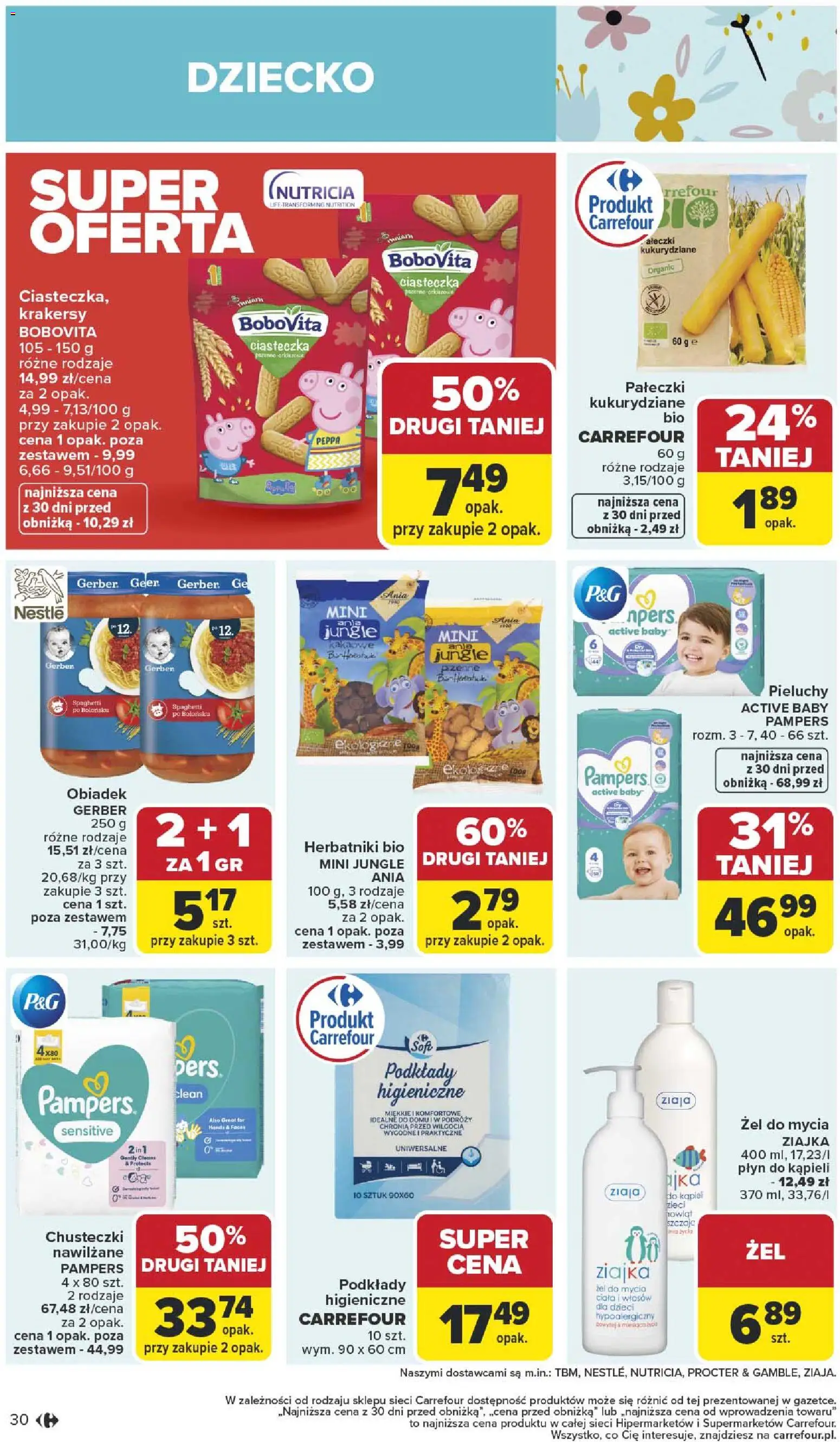 Carrefour Gazetka od 05.01.2026 | Strona: 32 | Produkty: Pampers, Płyn do kąpieli, Krakersy, Ciasteczka