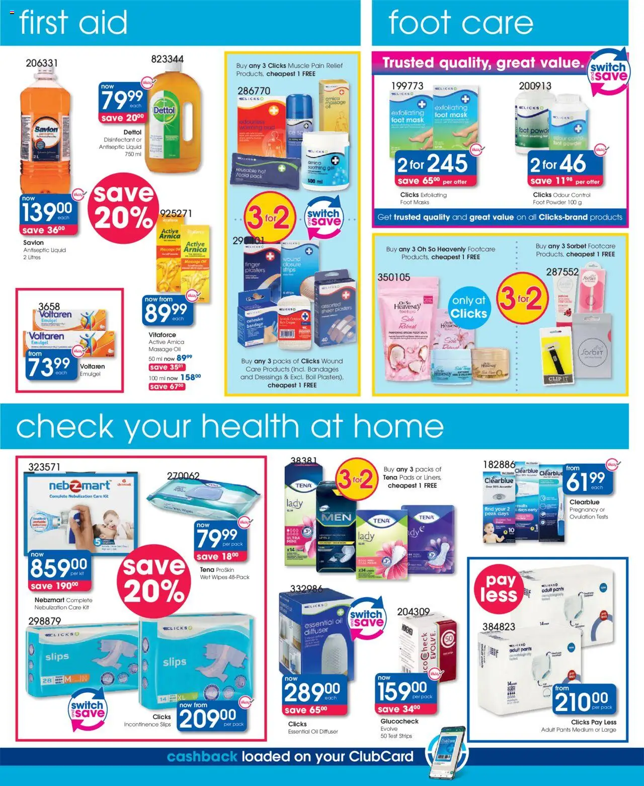 New Clicks catalogue – valid from 23.09.2025 | Page: 32 | Products: Diffuser, Antiseptic liquid, Powder, Switch