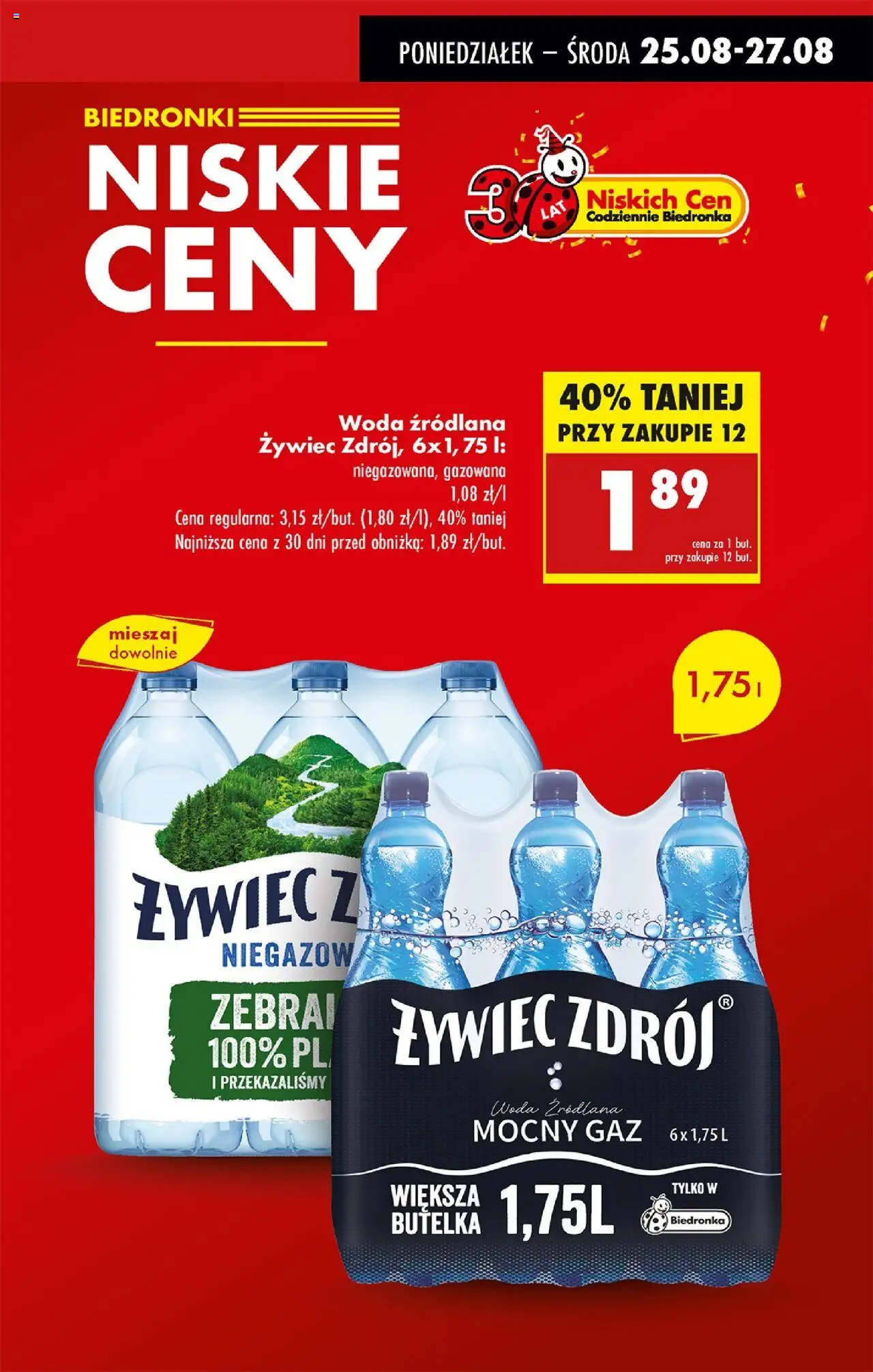 Biedronka gazetka od 25.08.2025 | Strona: 13 | Produkty: Woda źródlana, Woda