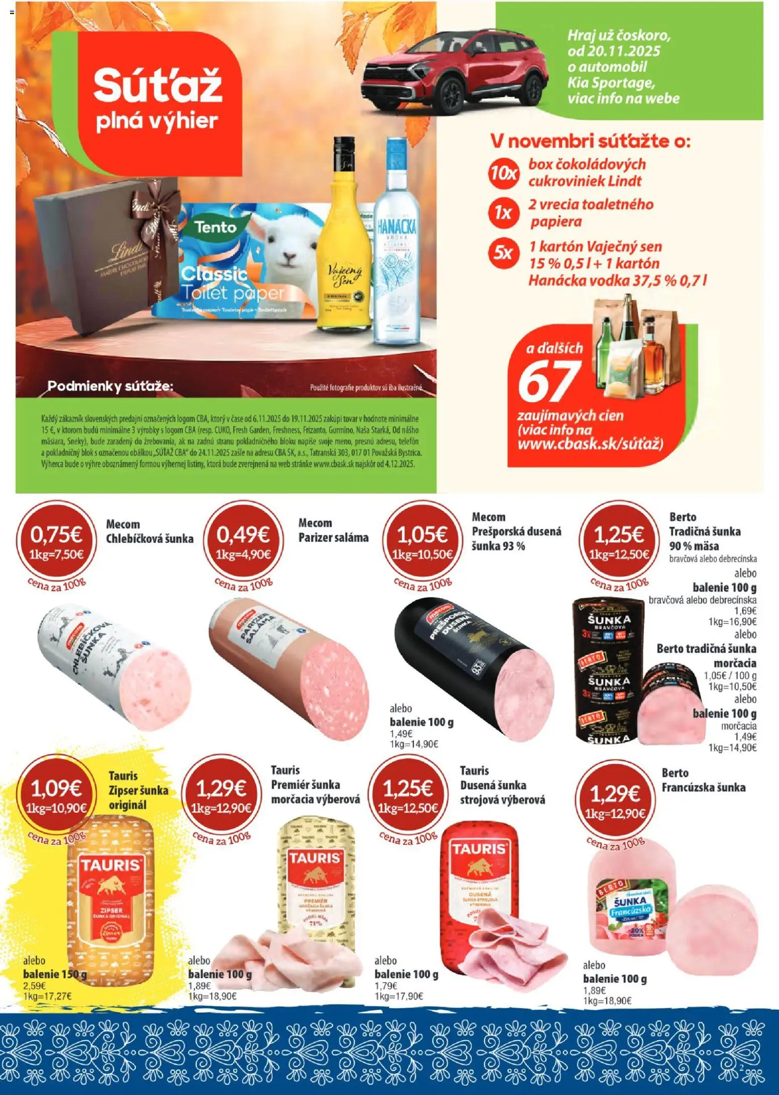 Nové Sintra akcie – leták je platný od 06.11.2025 | Strana: 2 | Produkty: Telefón, Saláma, Šunka