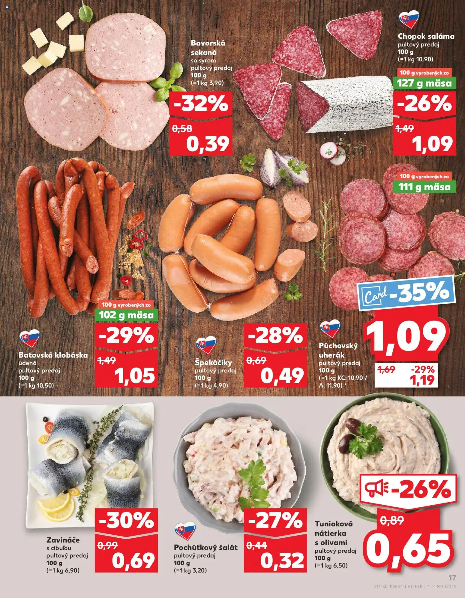 Nové Kaufland akcie – leták je platný od 30.10.2025 | Strana: 17 | Produkty: Saláma, Šalát
