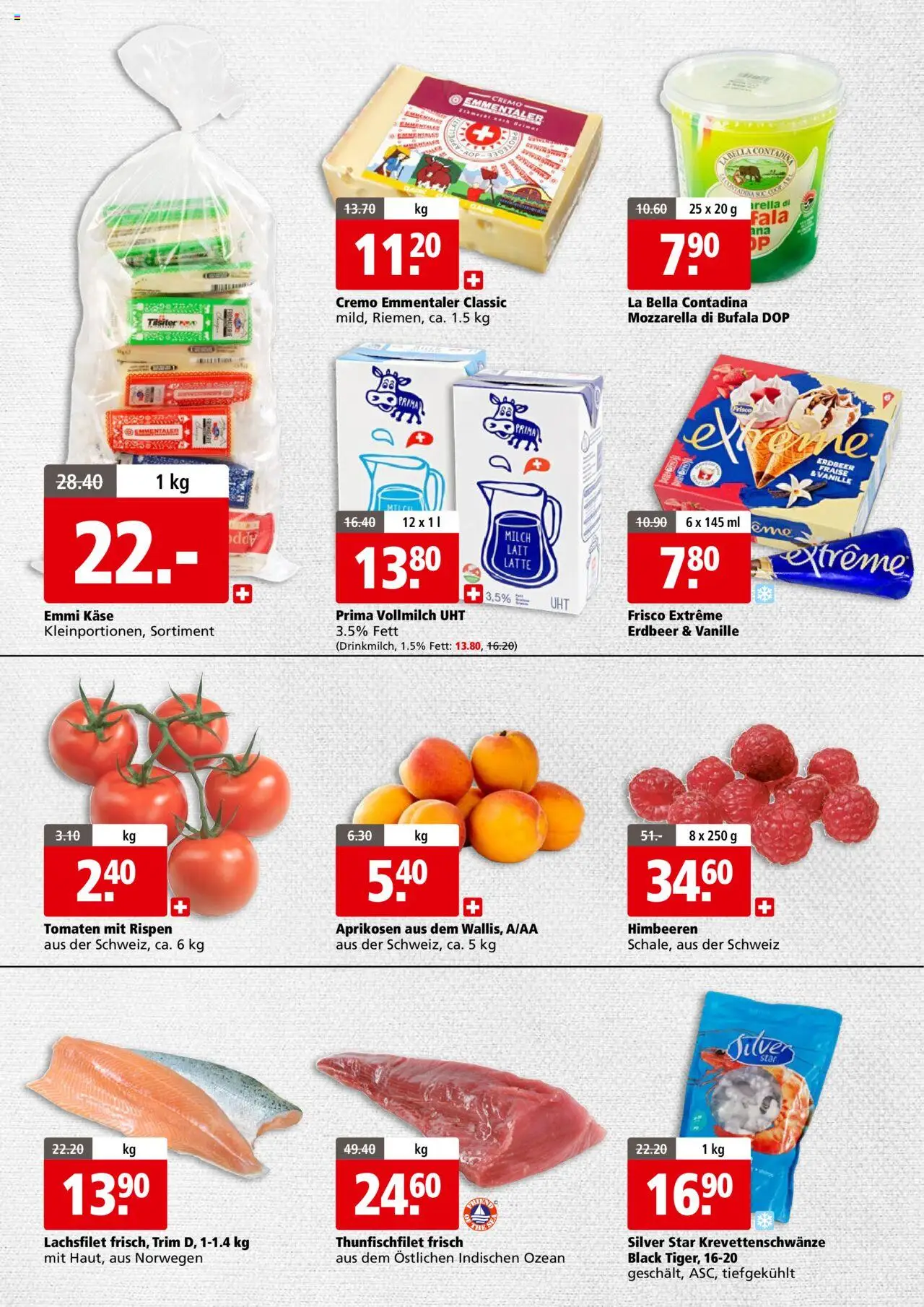 Aligro Aktionen Businesskunden - Schlieren, Gossau SG, Frauenfeld, Rapperswil-Jona, Sargans, Bern, Brüttisellen, Pratteln, Emmen, Spreitenbach ab 28.07.2025 | Seite: 2 | Produkte: Milch, Käse, Tomaten