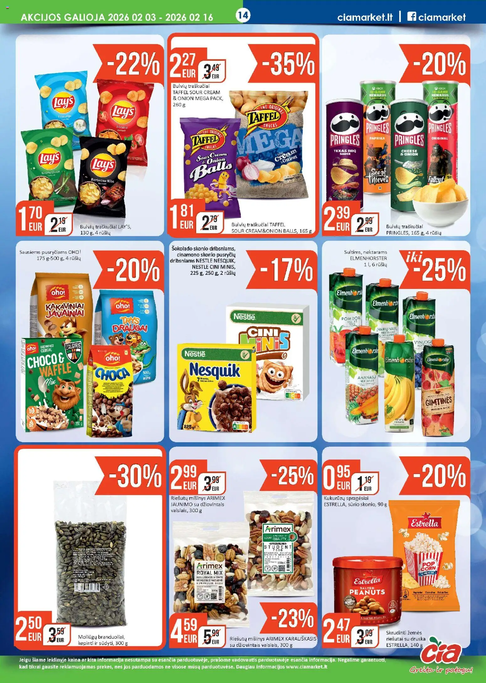 ČIA MARKET akcijos nuo 03.02.2026 | Puslapis: 14 | Prekių: Riešutai, Xbox, Druska, Traškučiai