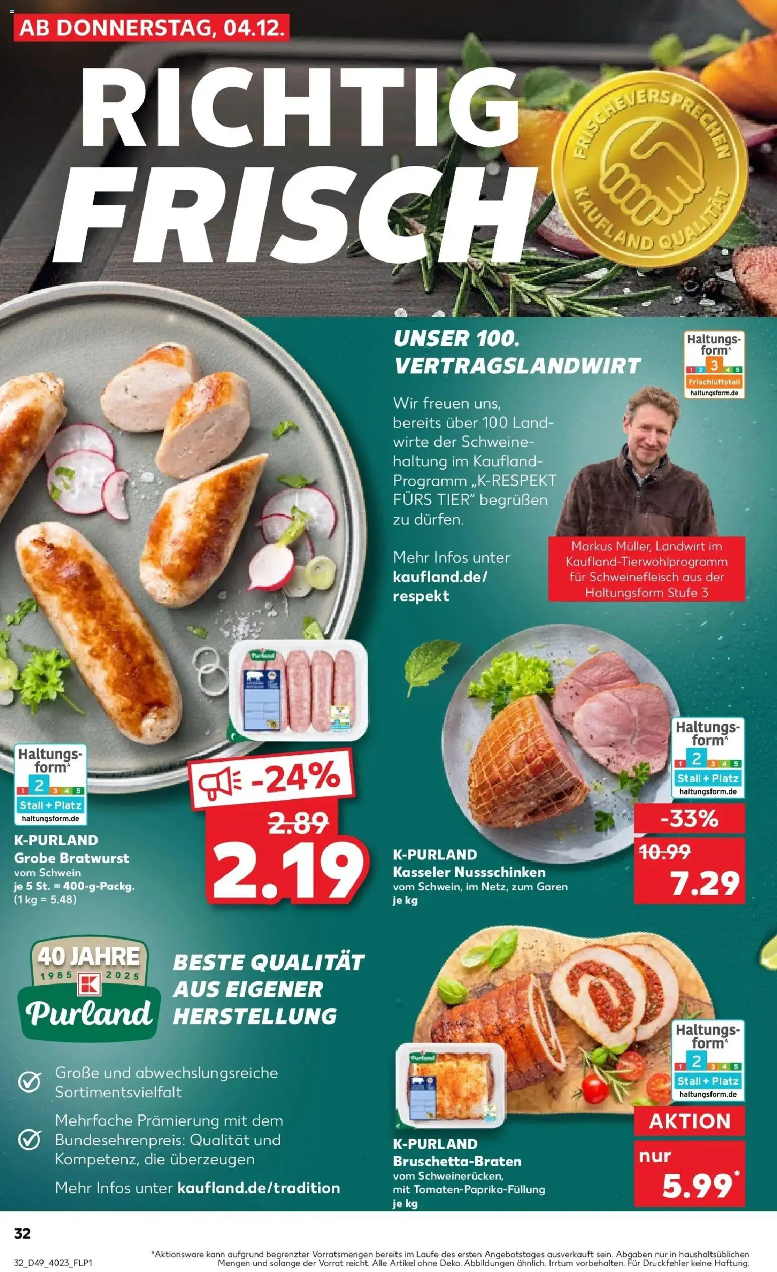Kaufland prospekt Schönebeck (Elbe)	 – gültig ab 08.12.2025 | Seite: 32 | Produkte: Bratwurst, Schweinefleisch
