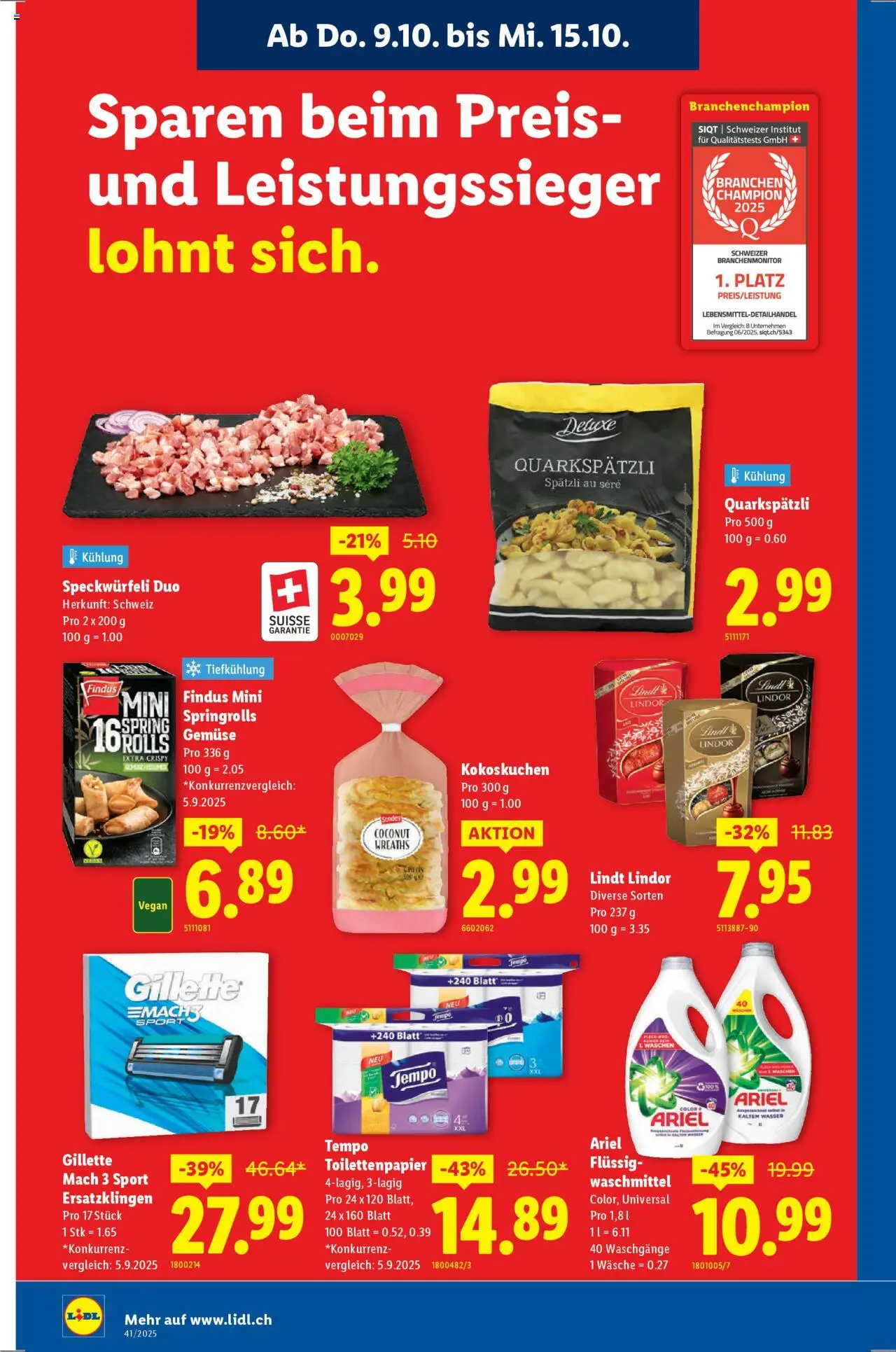 Lidl Aktionen – gültig ab 09.10.2025 | Seite: 8 | Produkte: Waschmittel, Gemüse, Wasser, Toilettenpapier
