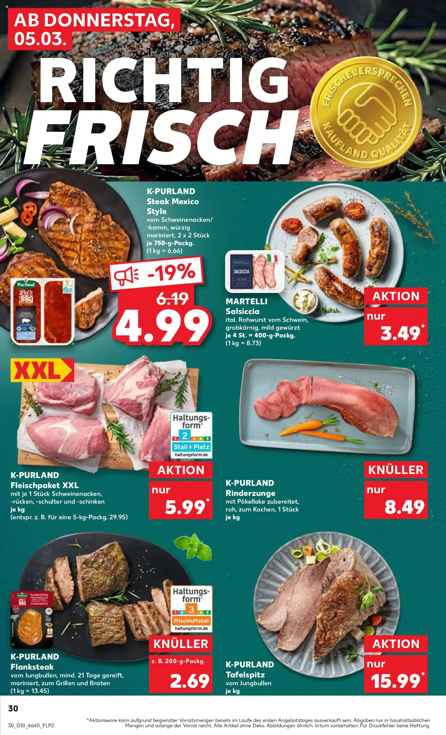 Kaufland Německo leták od 05.03.2026 | Strana: 30 | Produkty: Steak, Forma, Salsiccia