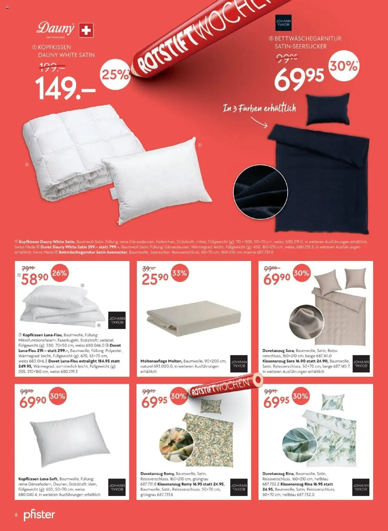Pfister Aktionen ab 17.06.2025 | Seite: 8 | Produkte: Kopfkissen
