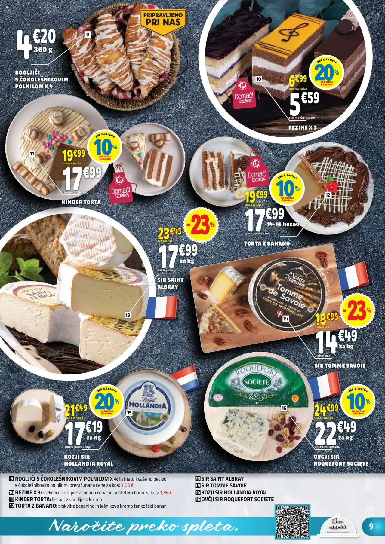 Novi E.leclerc katalog ponudbe – veljaven od 10.09.2025 | Stran: 9 | Izdelki: Torta, Kos, Sir