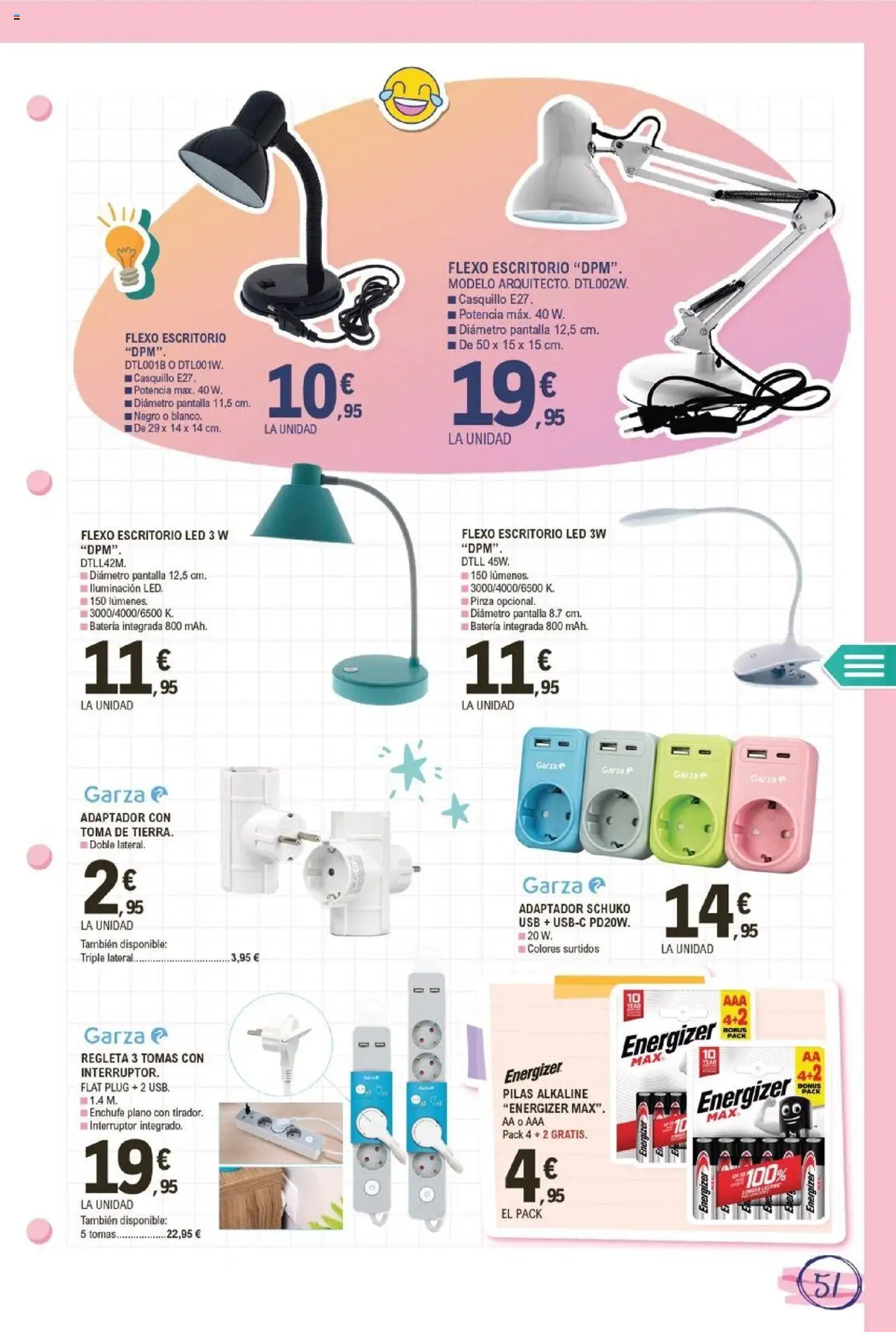 E.Leclerc folleto │ válido desde el 11.08.2025 | Página: 51 | Productos: Adaptador, USB, Galette de chaise, Enchufe