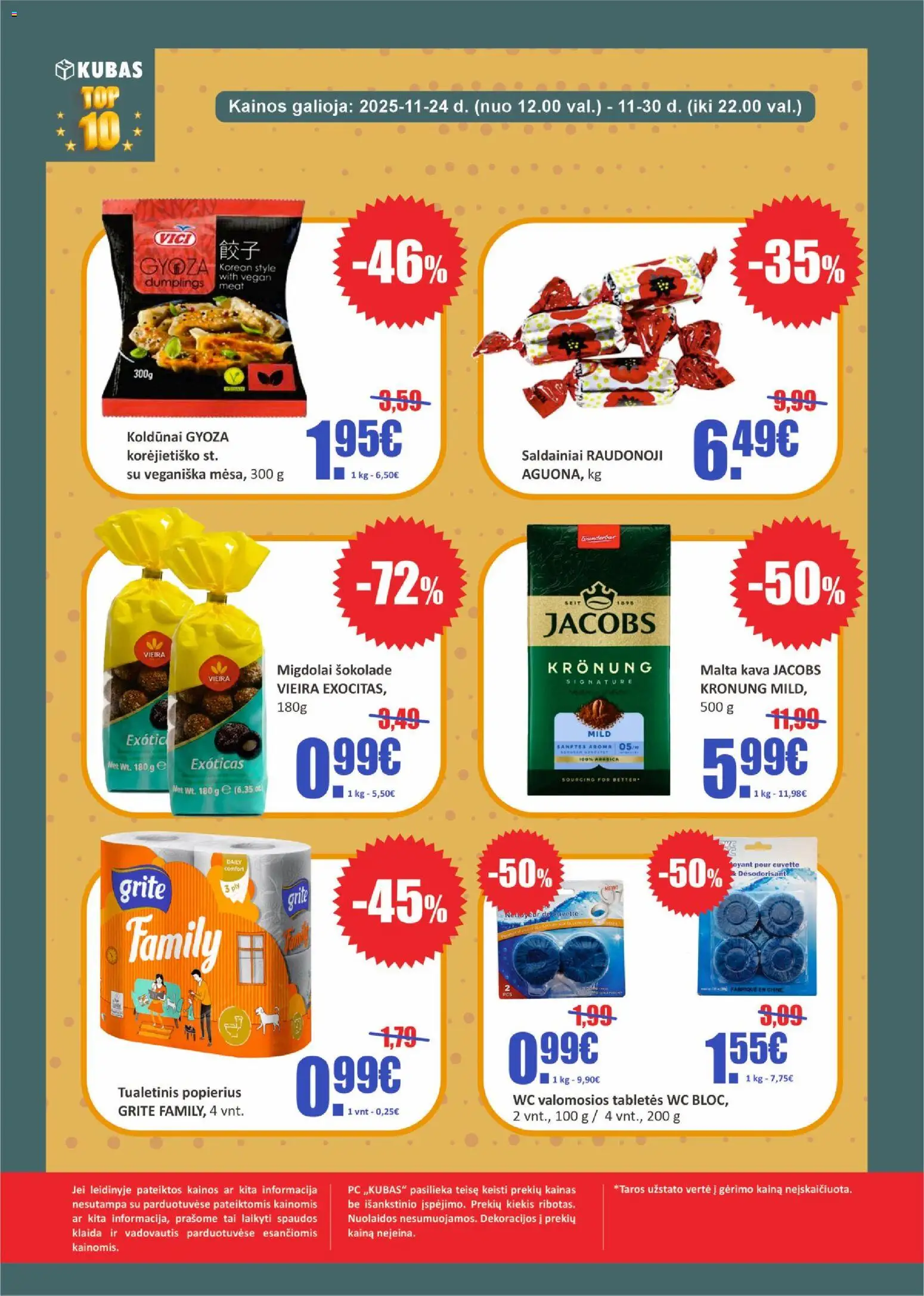 Kubas akcijos nuo 24.11.2025 | Puslapis: 2 | Prekių: Kava, Wc, Saldainiai, Tualetinis popierius