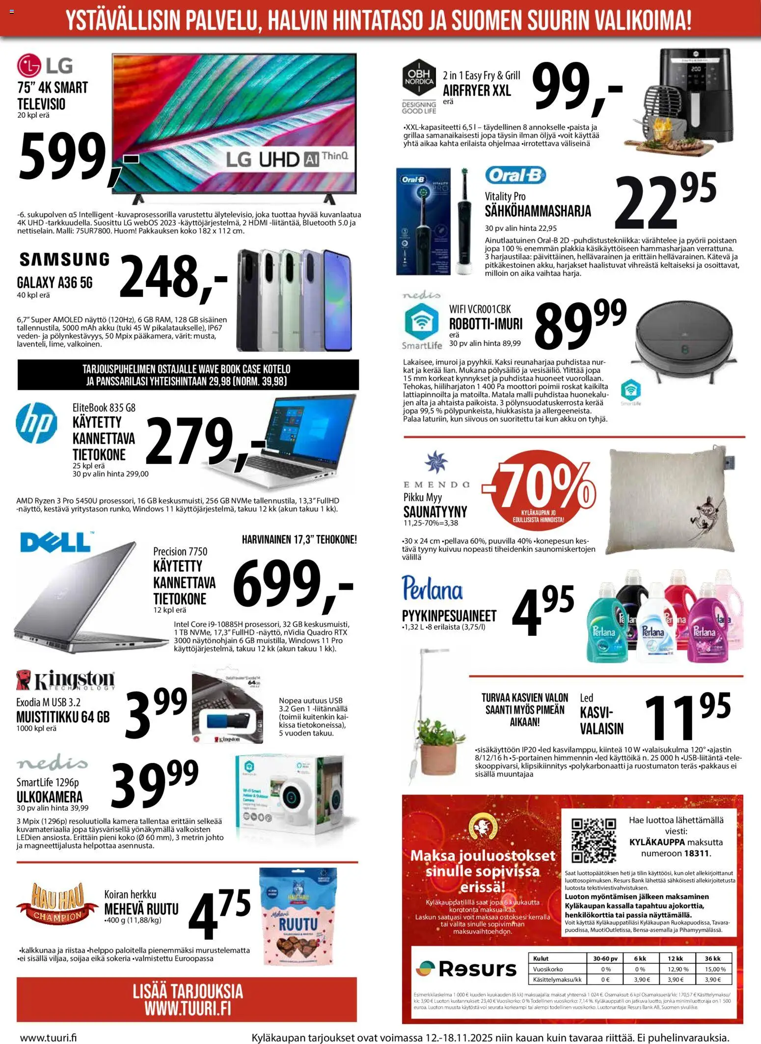 Tuuri tarjoukset – voimassa 12.11.2025 alkaen | Sivu: 2 | Tuotteet: Väliseinä, Tyyny, Akku, Televisio