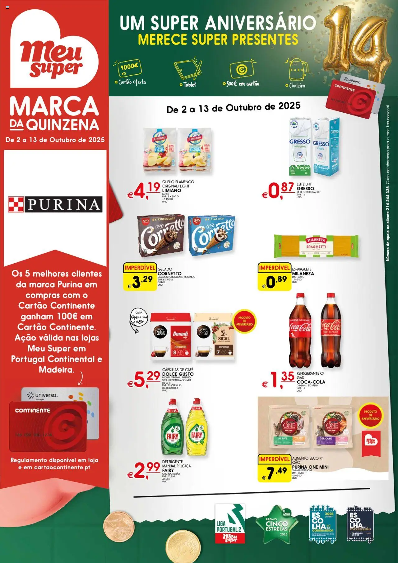 Meu Super folheto │ válido de 02.10.2025 | Página: 1 | Produtos: Esparguete, Gelado, Chocolate, Tablet