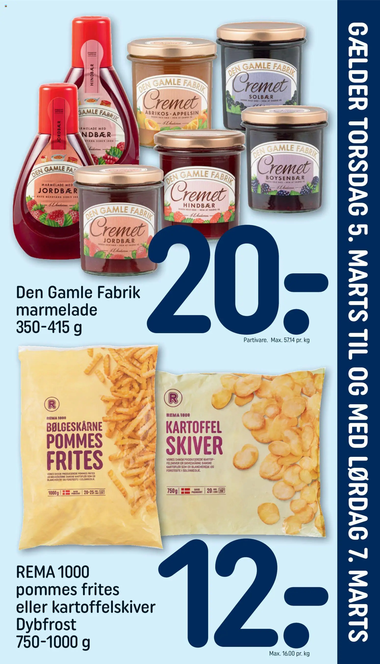 Rema 1000 tilbudsavis – gyldig fra 05.03.2026 | Side: 1 | Produkter: Jordbær, Marmelade, Solbær, Søm