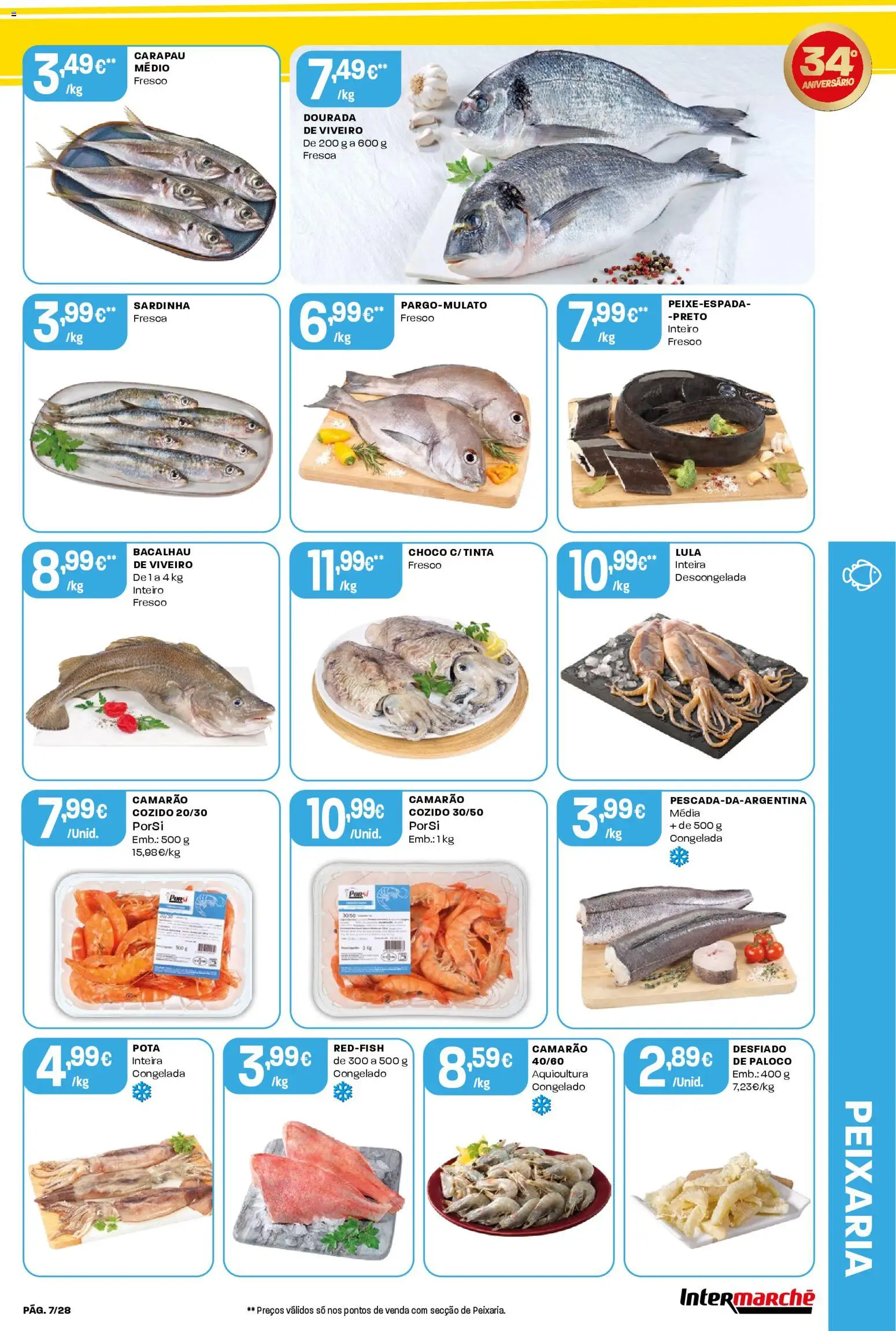 Intermarché Folheto Contact │ válido de 23.10.2025 | Página: 7 | Produtos: Dourada, Bacalhau, Tinta, Camarão
