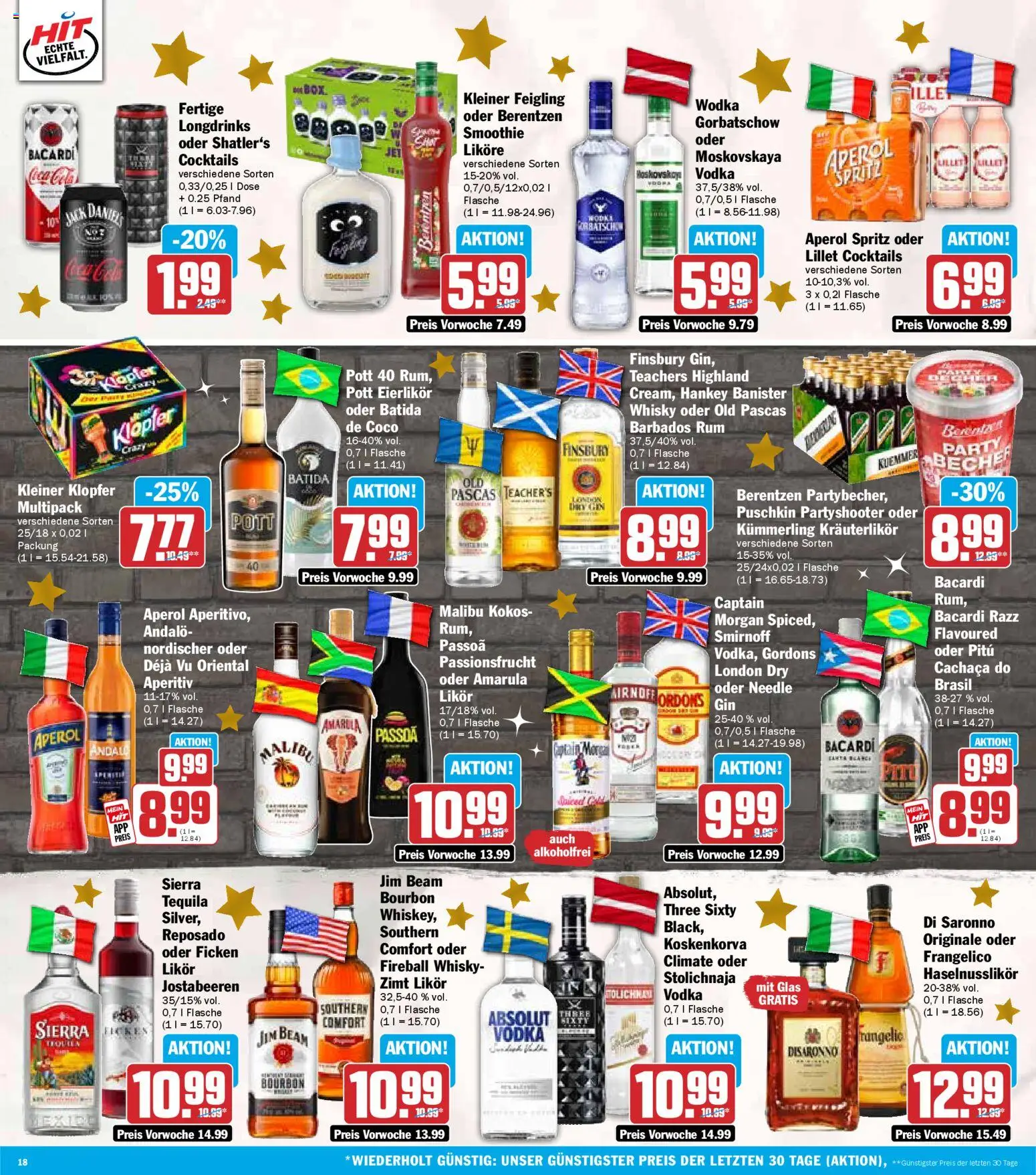 HIT Prospekt Baden-Württemberg – gültig ab 22.12.2025 | Seite: 18 | Produkte: Bacardi, Jack Daniel's, Aperol, Wodka