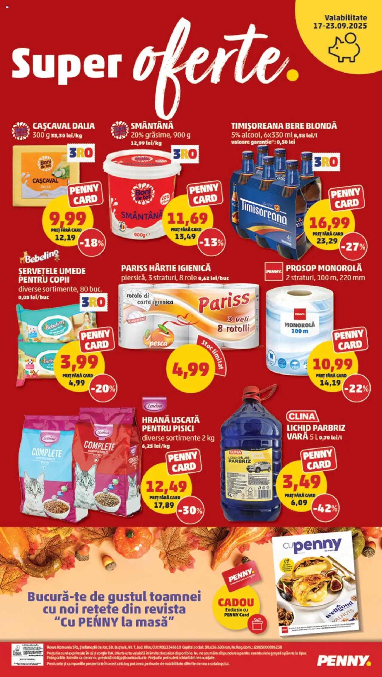Noul catalog PENNY – valabil de la 17.09.2025 | Pagină: 24 | Produse: Masă, Bere, Șervețele umede, Smântână