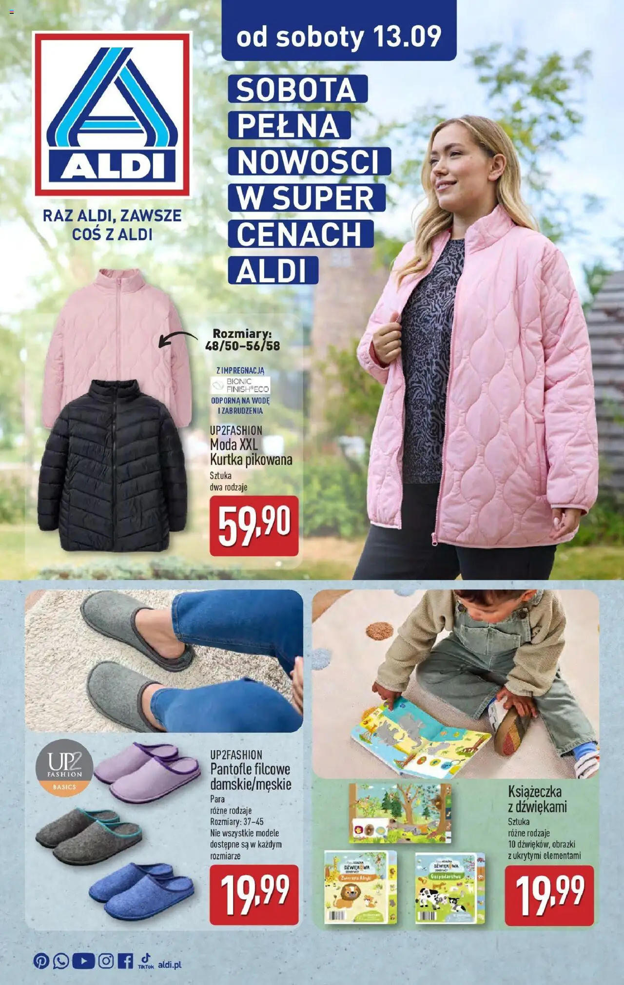 Aldi Gazetka - Od soboty od 13.09.2025 | Strona: 1 | Produkty: Kurtka, Finish