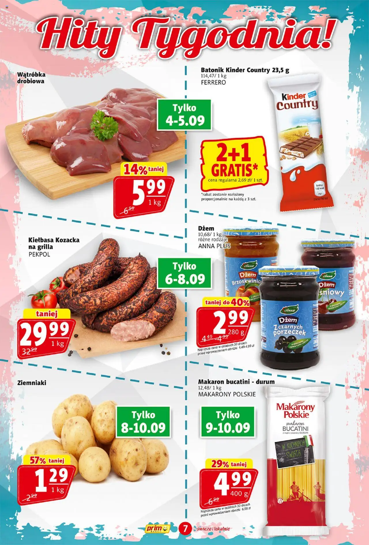 Prim Market Gazetka od 04.09.2025 | Strona: 7 | Produkty: Wątróbka, Dżem, Makaron, Ziemniaki
