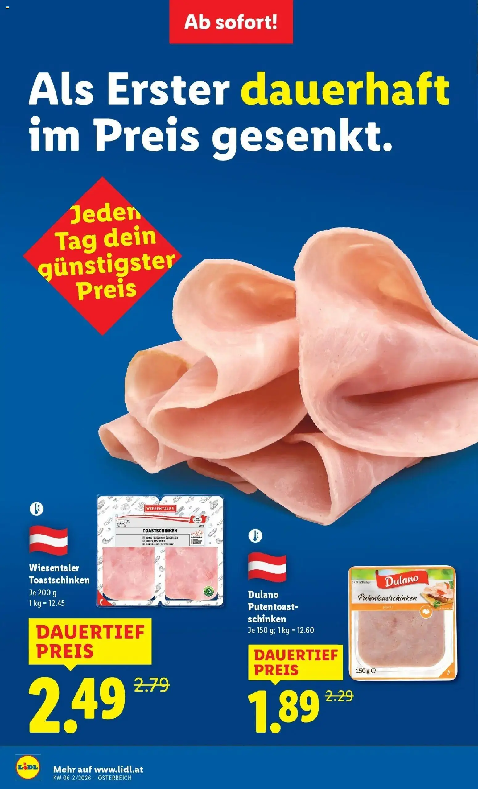 Lidl Flugblatt - Wien, Langenzersdorf, Zwettl gültig ab 05.02.2026 | Seite: 2 | Produkte: Schinken