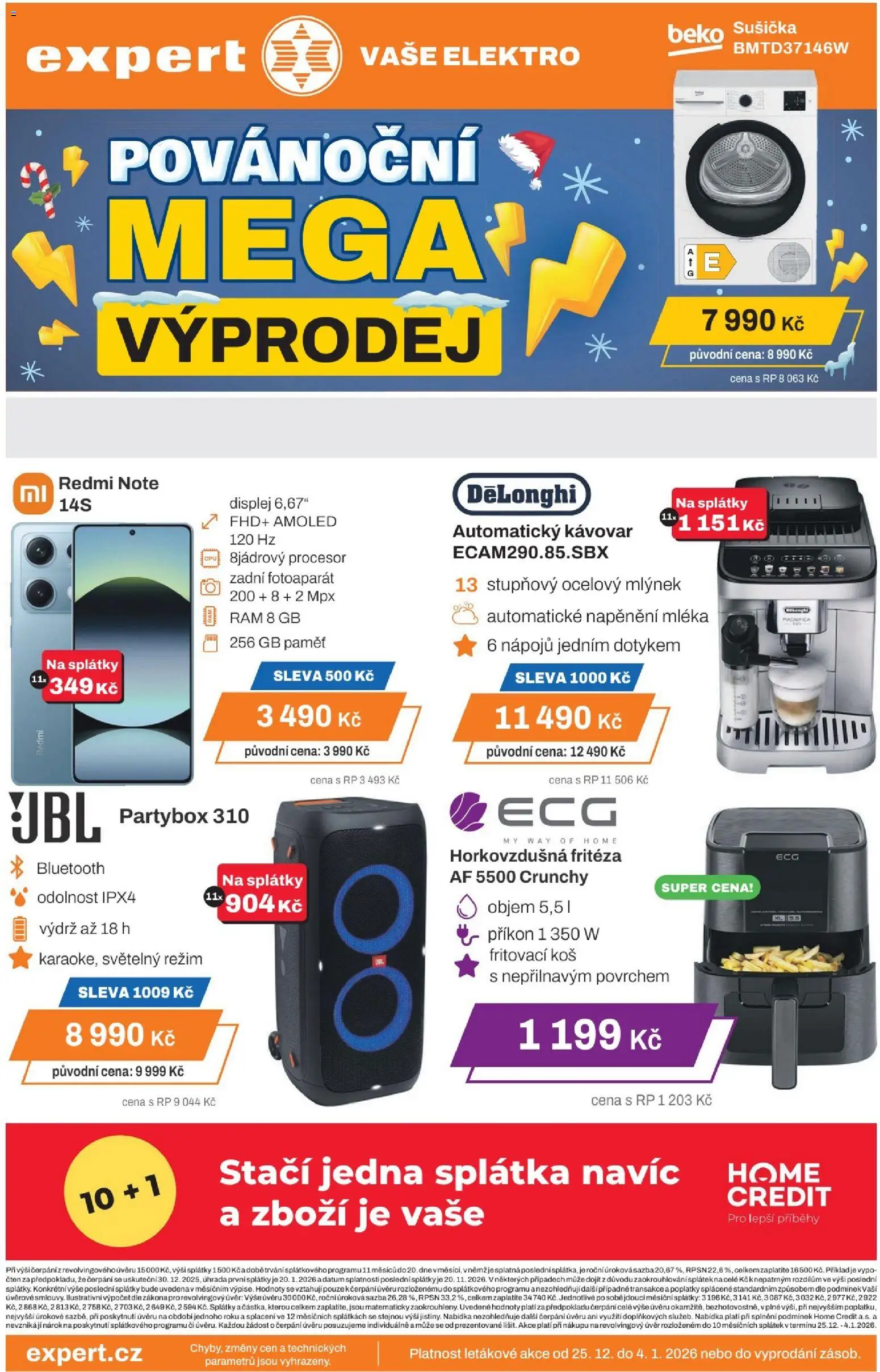 Expert elektro leták od 25.12.2025 | Strana: 1 | Produkty: Kávovar, Mlýnek, Fritéza, Elektro